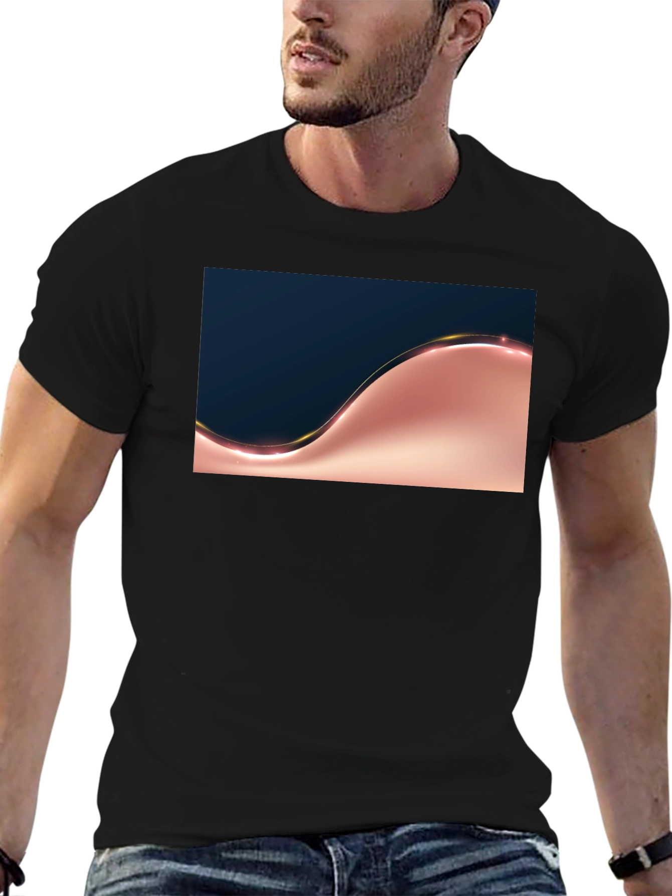 Stylish Black T-Shirt with Abstract Design