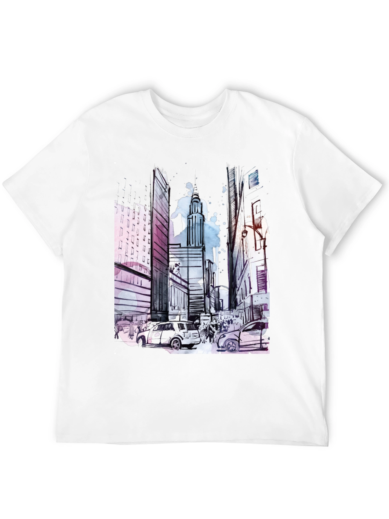 Urban Sketch Black T-Shirt: Cityscape Design