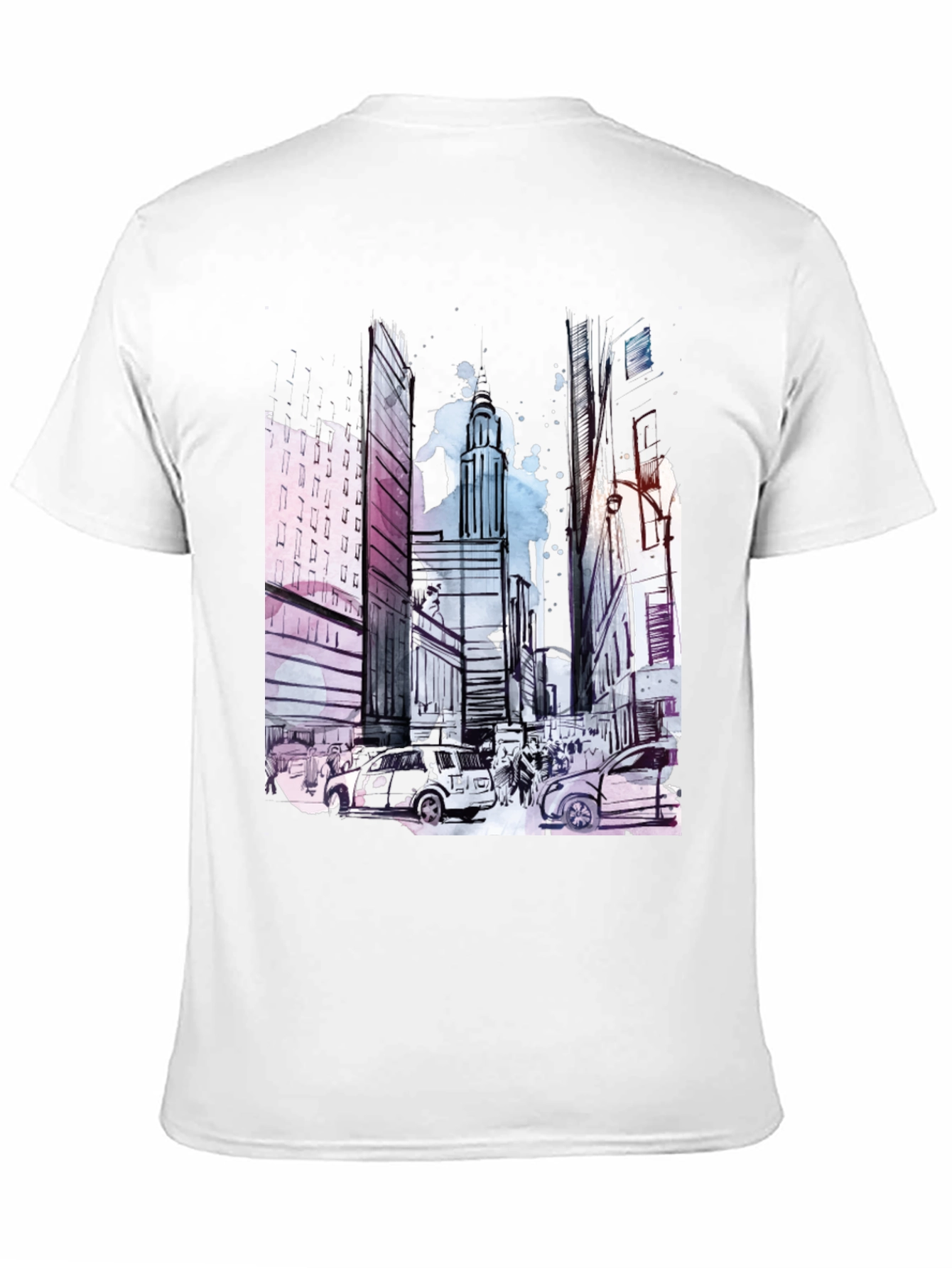 Urban Sketch Black T-Shirt: Cityscape Design