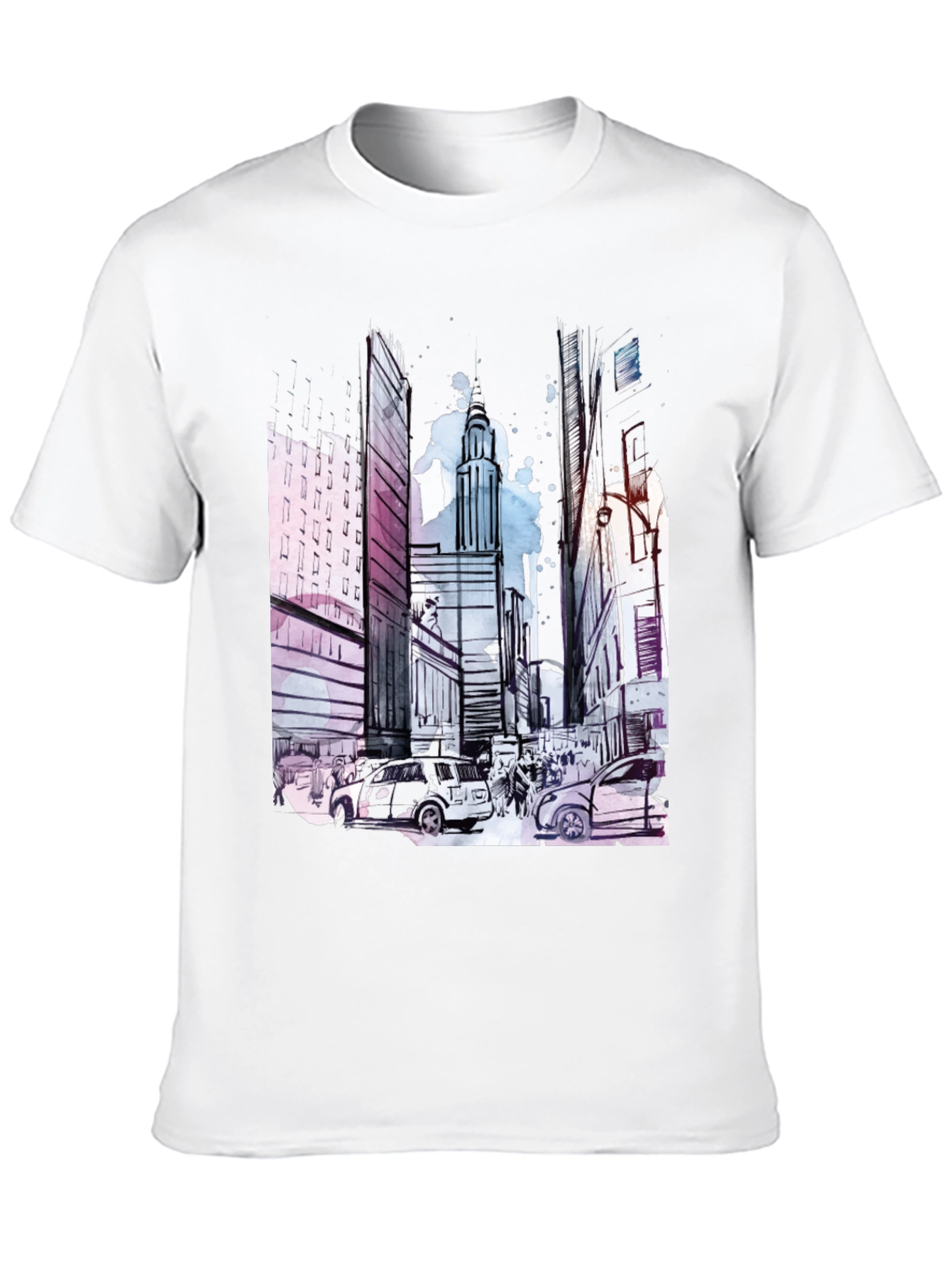 Urban Sketch Black T-Shirt: Cityscape Design