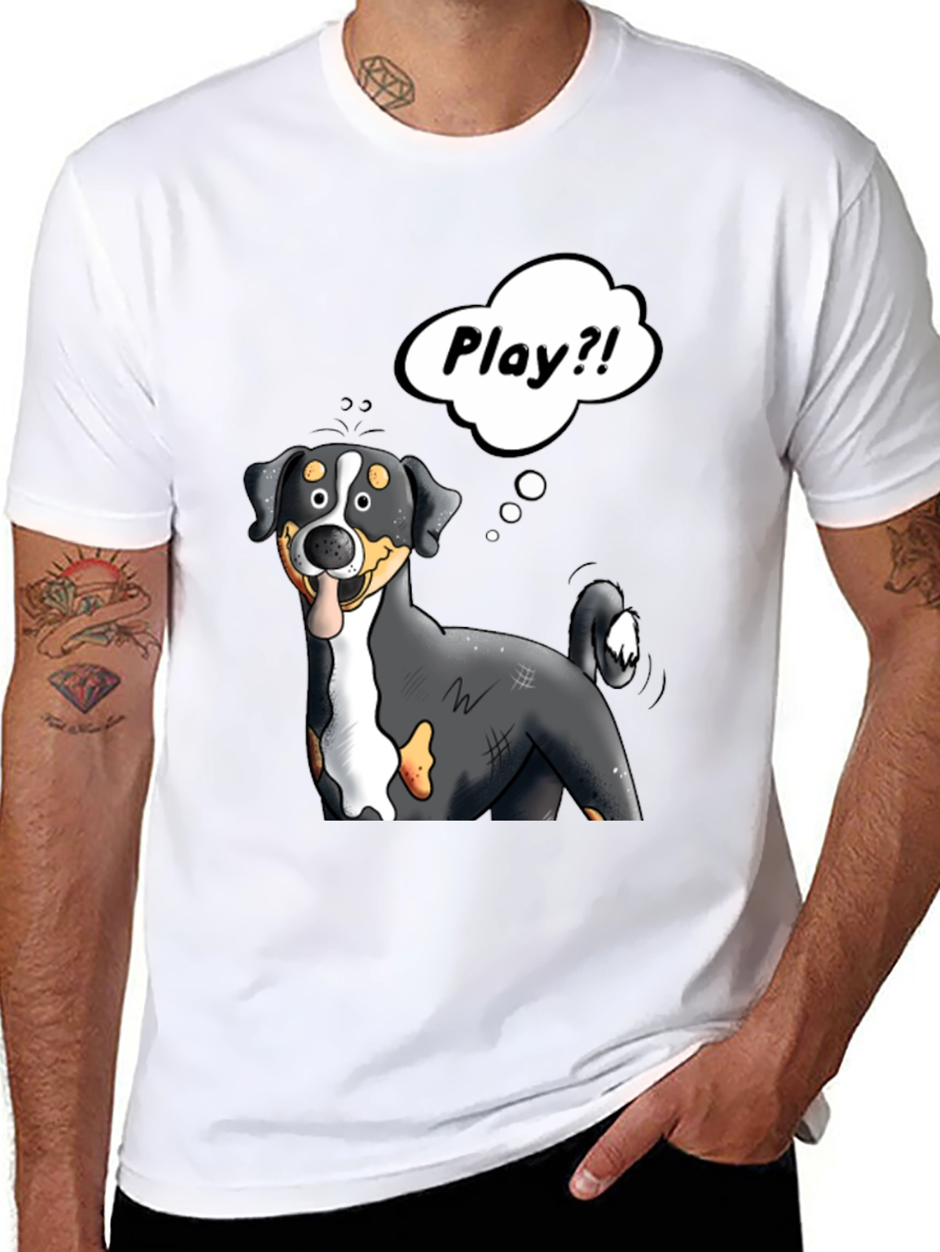 Playful Dog Cartoon Graphic Tee