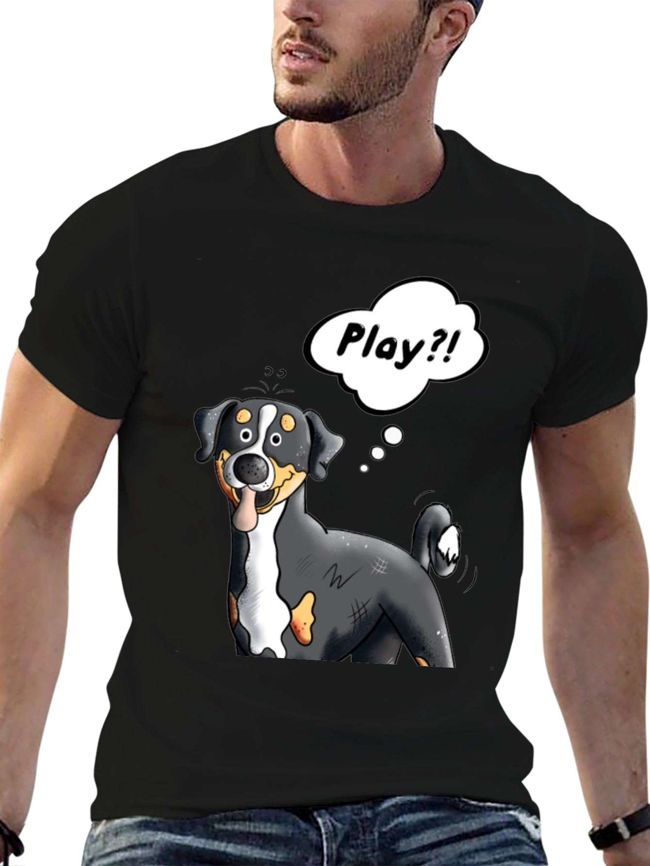 Playful Dog Cartoon Graphic Tee