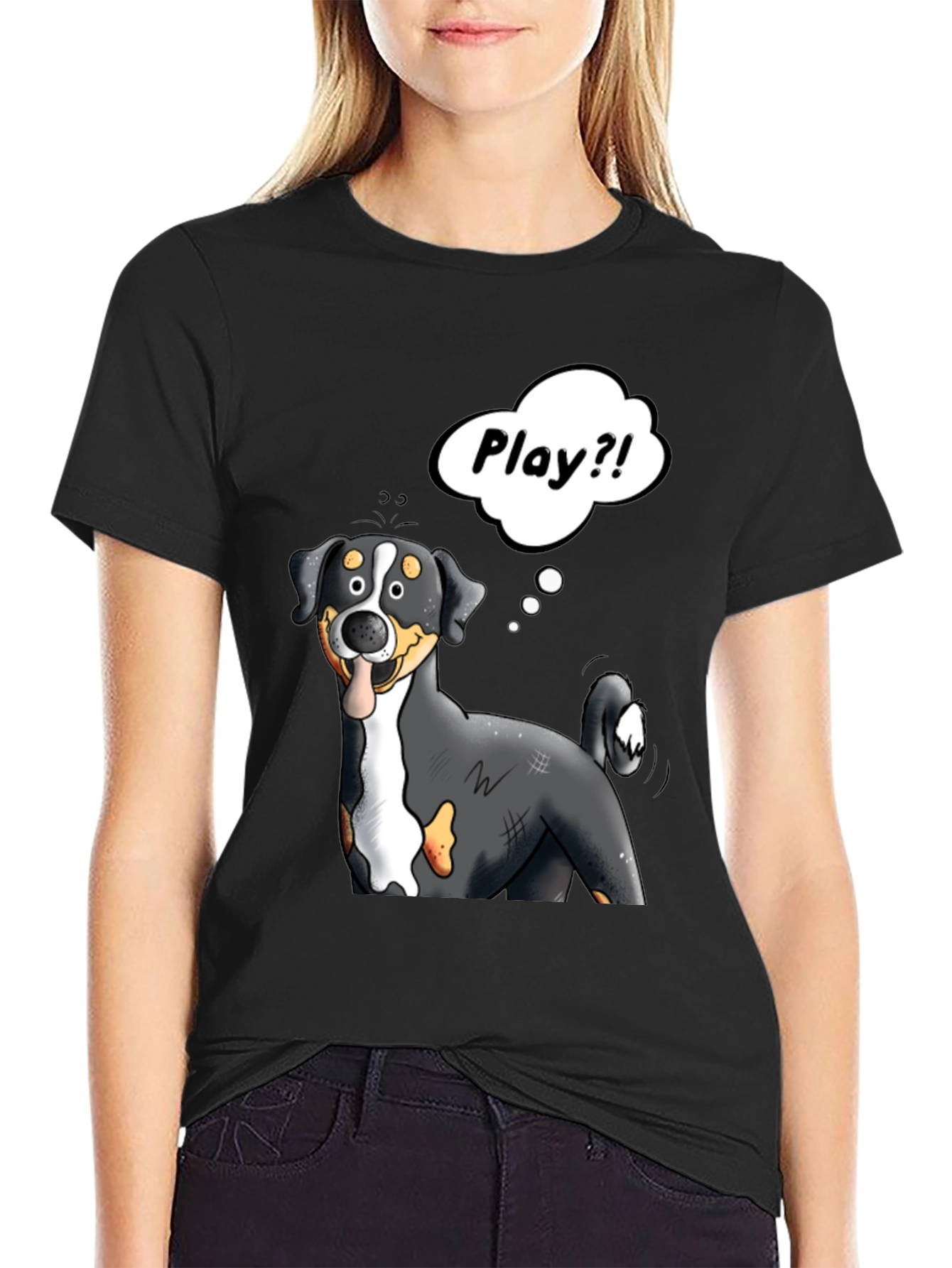 Playful Dog Cartoon Graphic Tee
