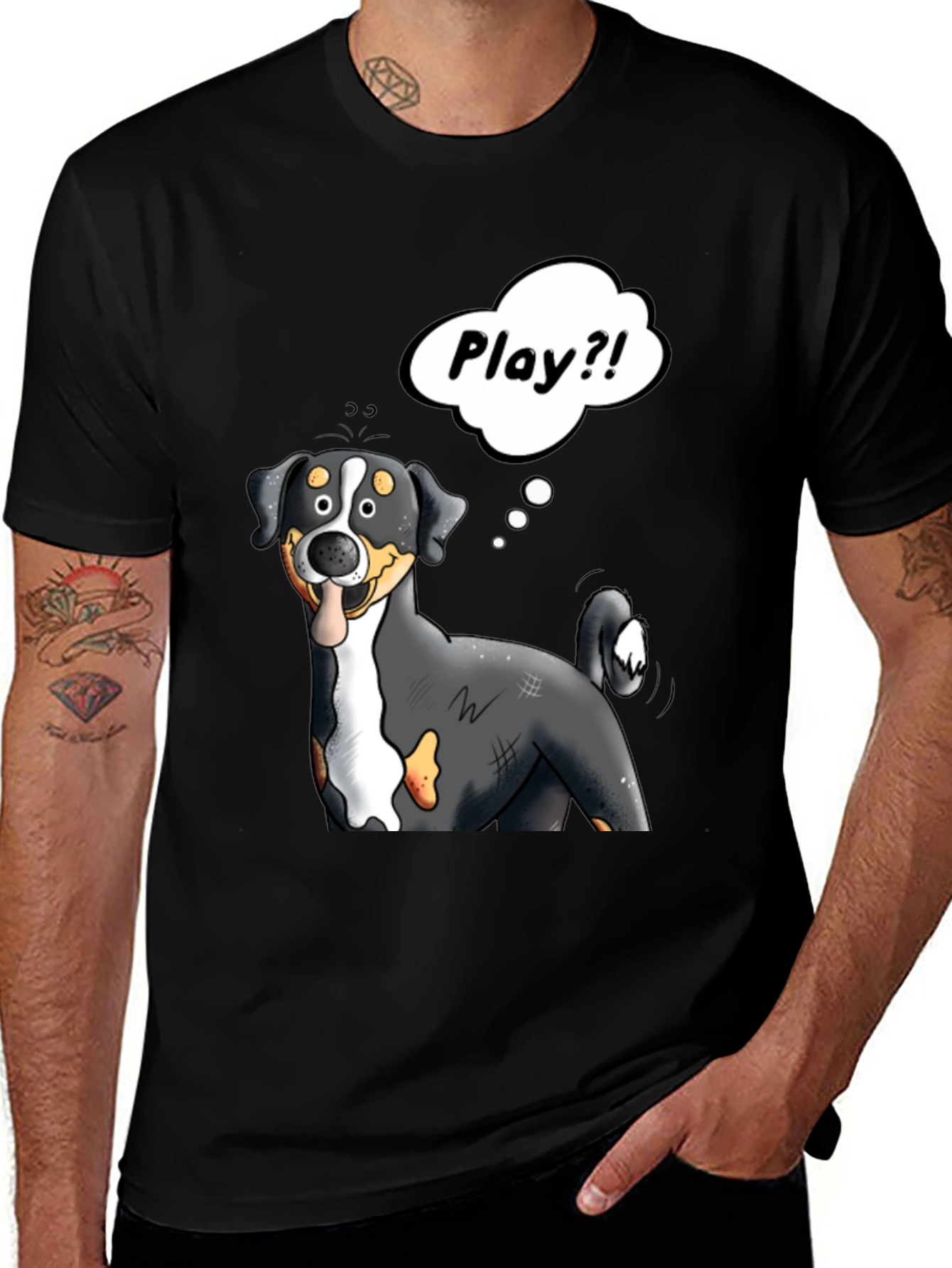 Playful Dog Cartoon Graphic Tee