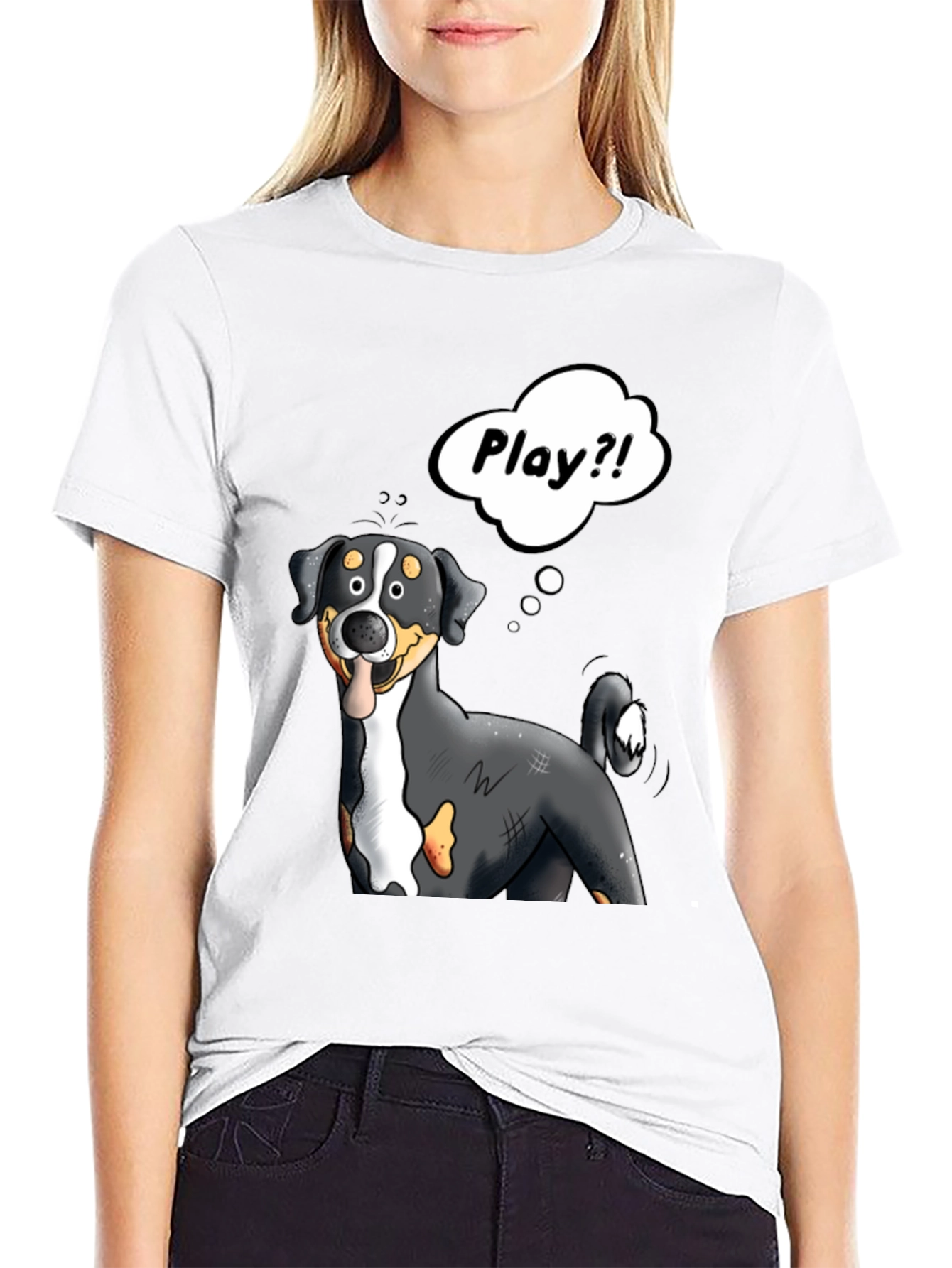 Playful Dog Cartoon Graphic Tee
