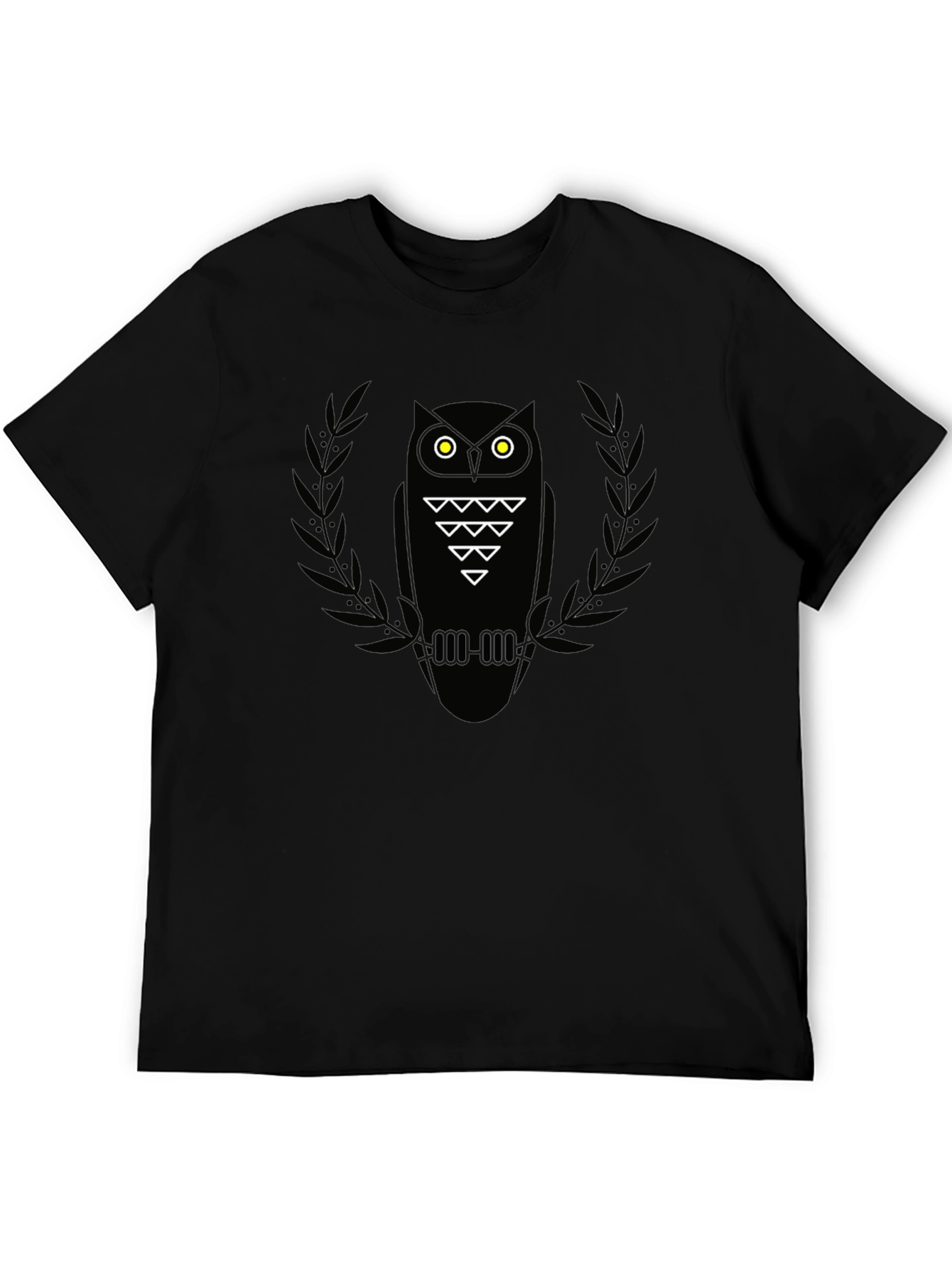 Mens Black Owl Graphic Tee - Modern Style