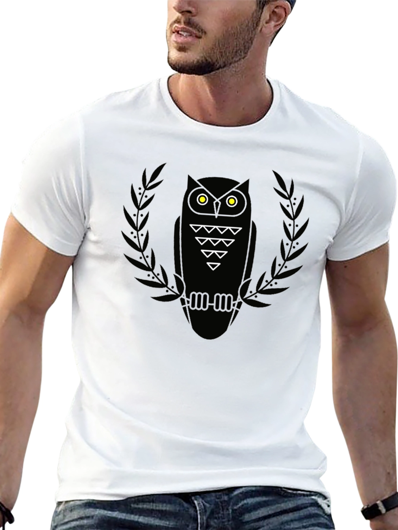 Mens Black Owl Graphic Tee - Modern Style