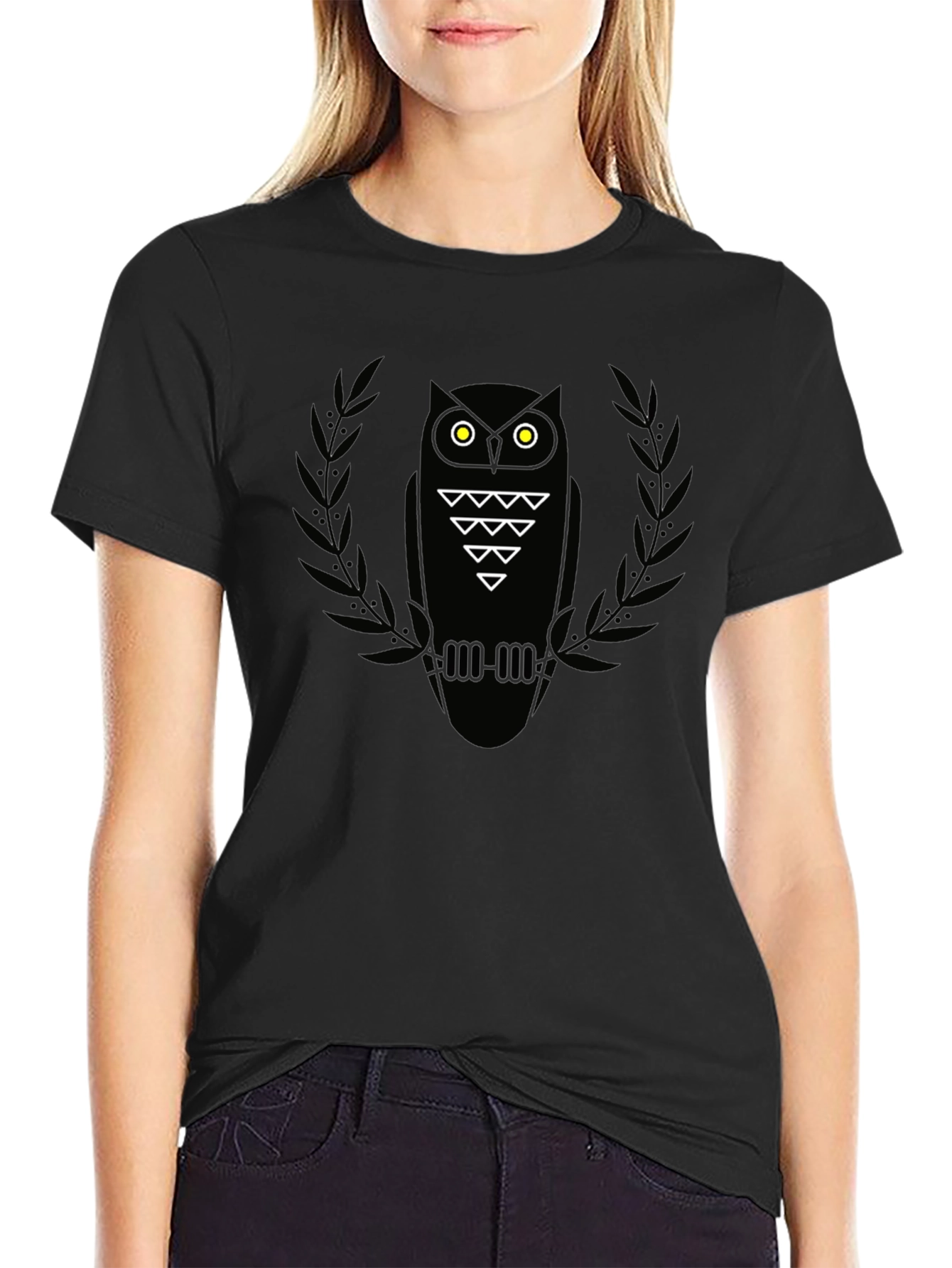 Mens Black Owl Graphic Tee - Modern Style