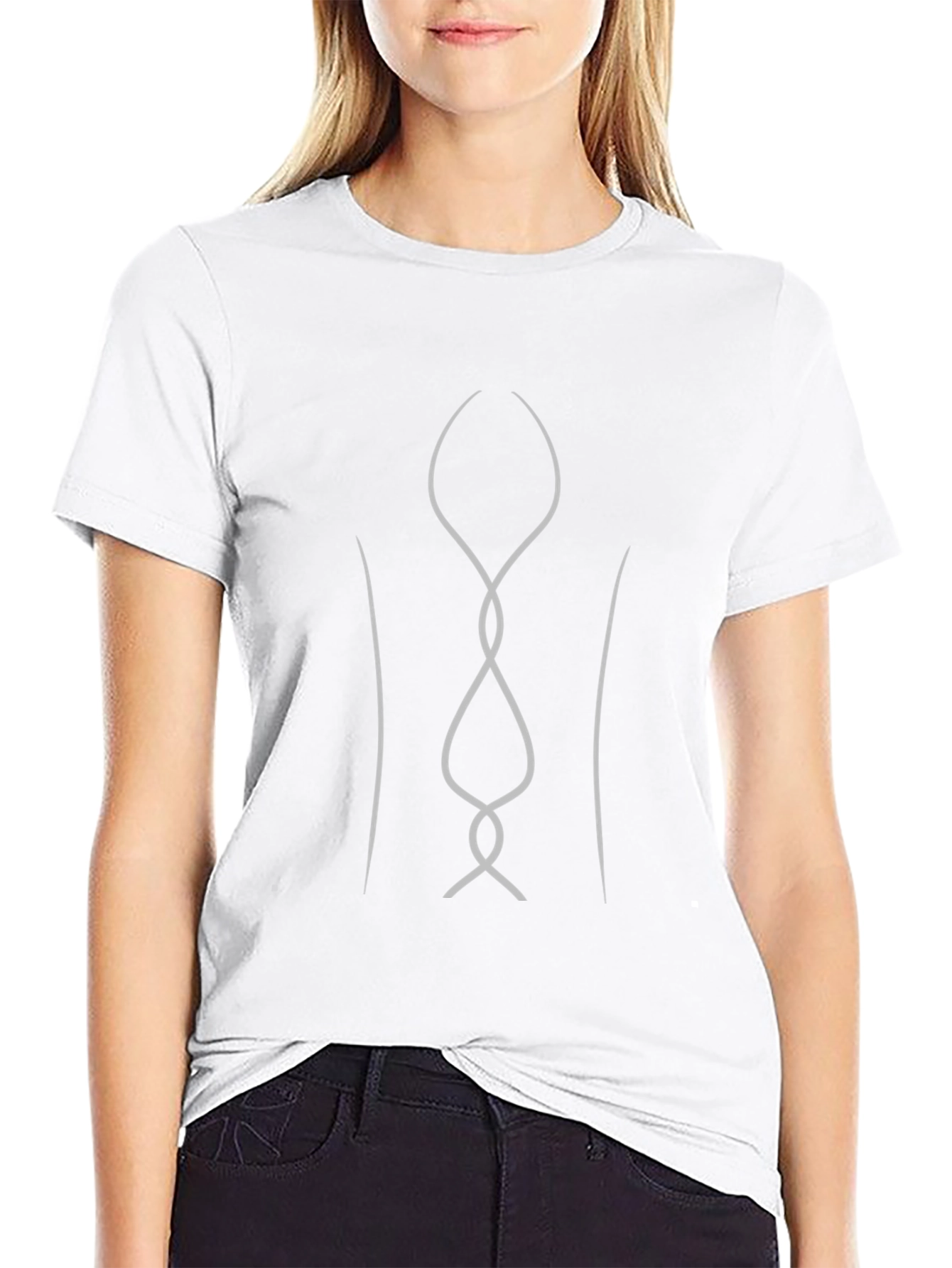 Abstract Rib Cage Outline Black T-Shirt