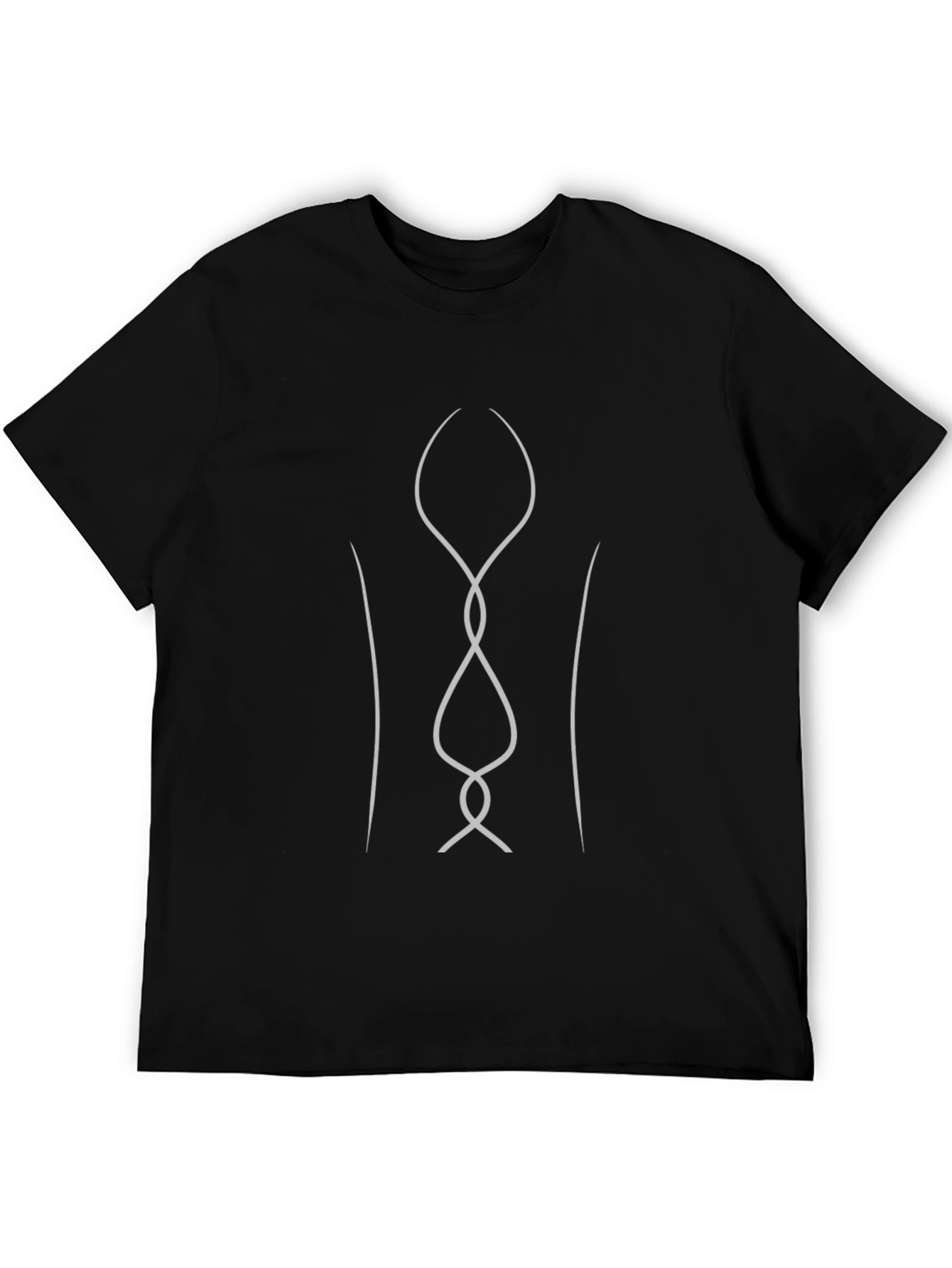 Abstract Rib Cage Outline Black T-Shirt