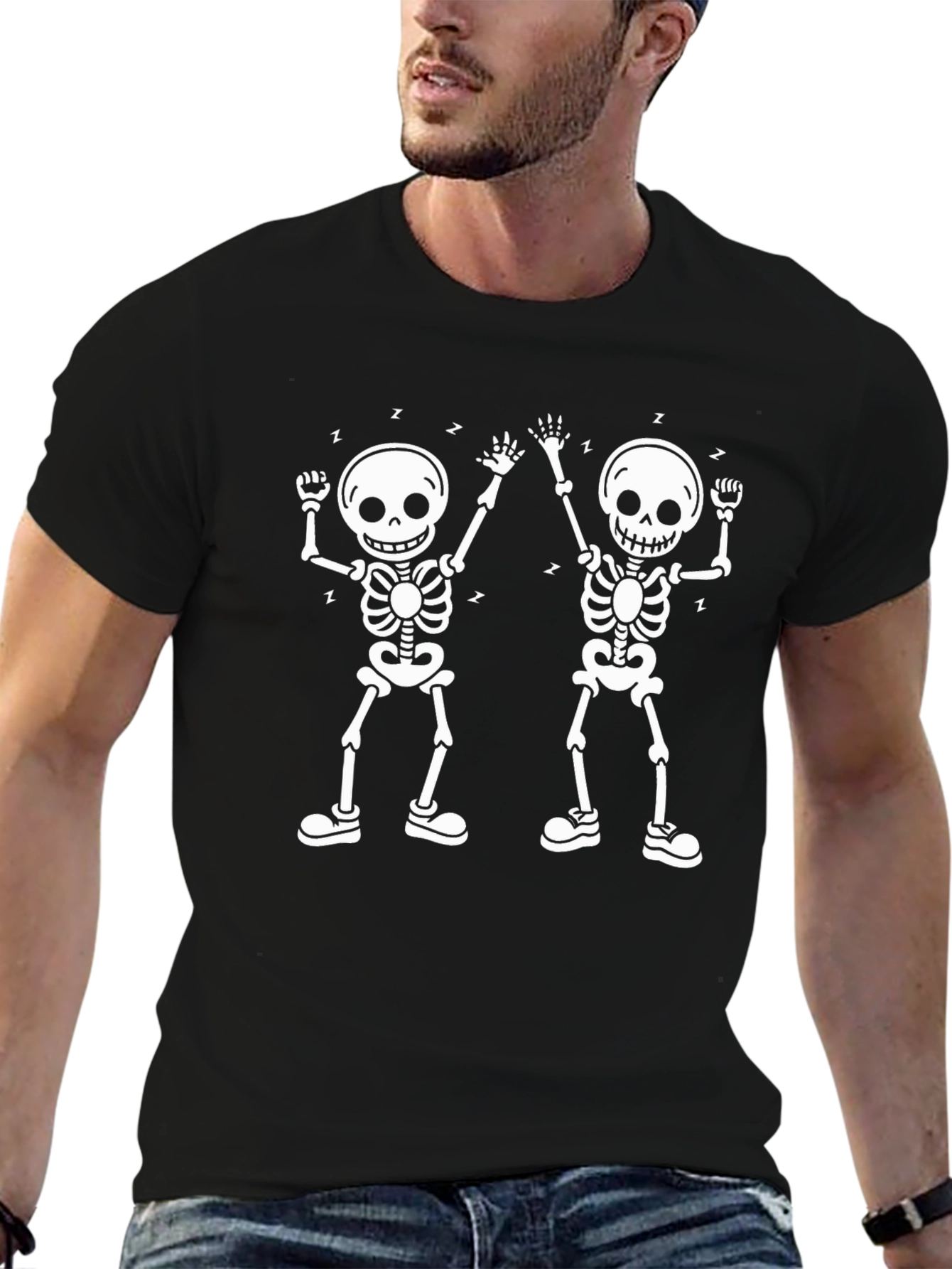 Dancing Skeletons Graphic Tee - Black