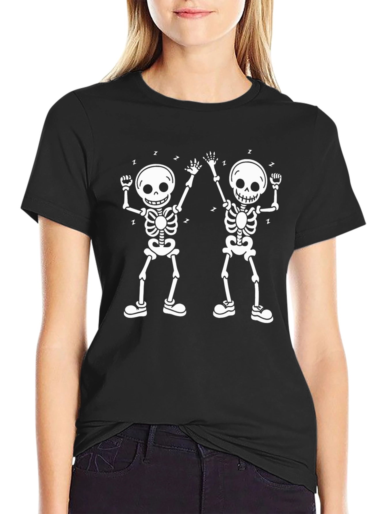 Dancing Skeletons Graphic Tee - Black