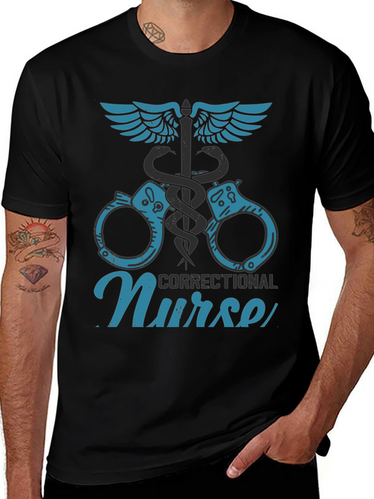 Correctional Nurse T-Shirt - Caduceus Handcuffs Design