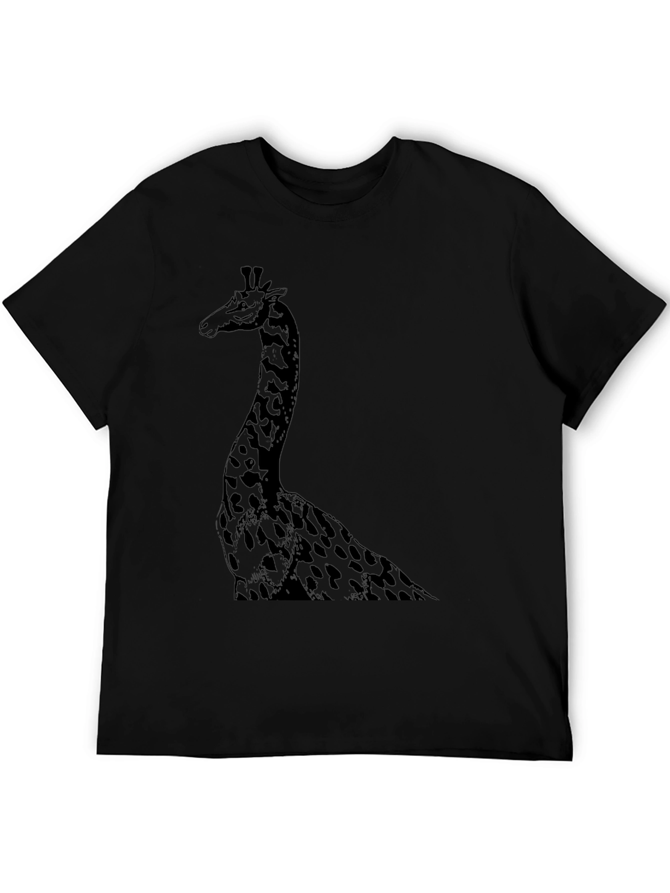 Giraffe Graphic Tee - Mens Black Cotton T-Shirt