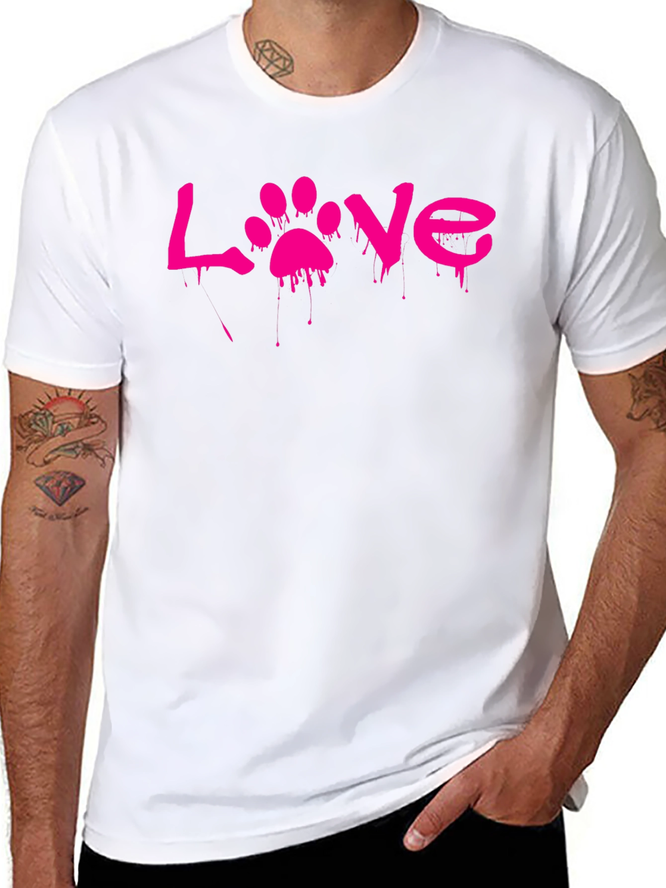 Love Paw Print Graphic T-Shirt - Black