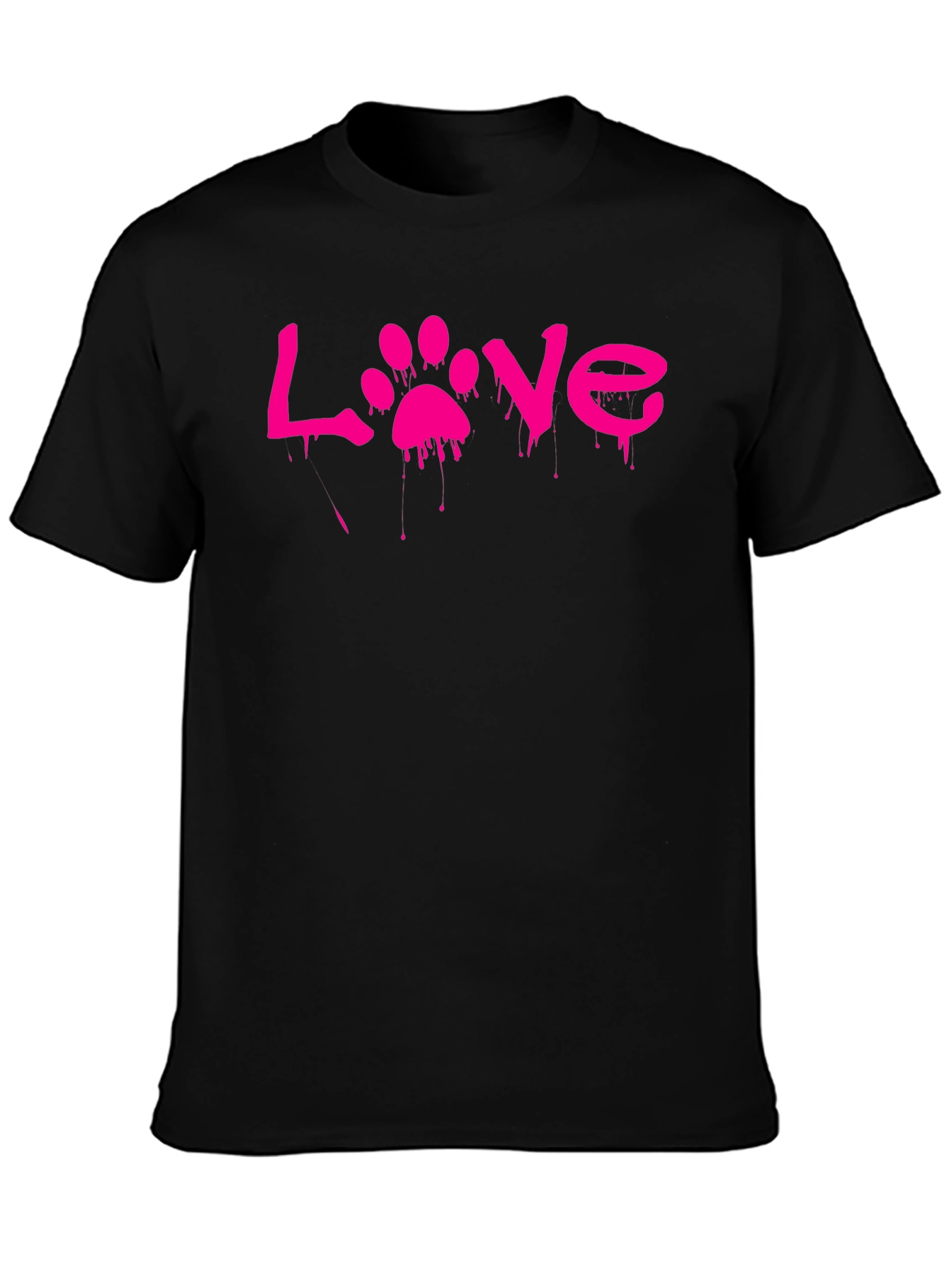 Love Paw Print Graphic T-Shirt - Black