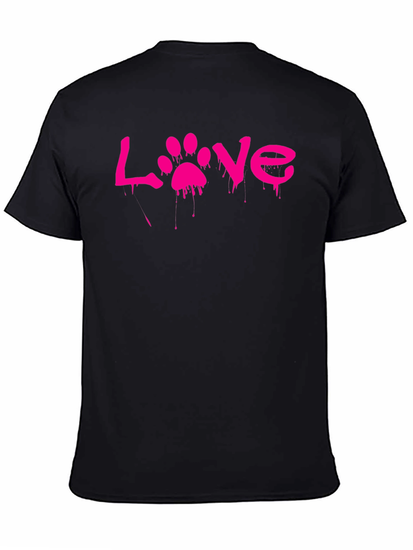 Love Paw Print Graphic T-Shirt - Black