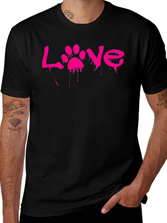 Love Paw Print Graphic T-Shirt - Black