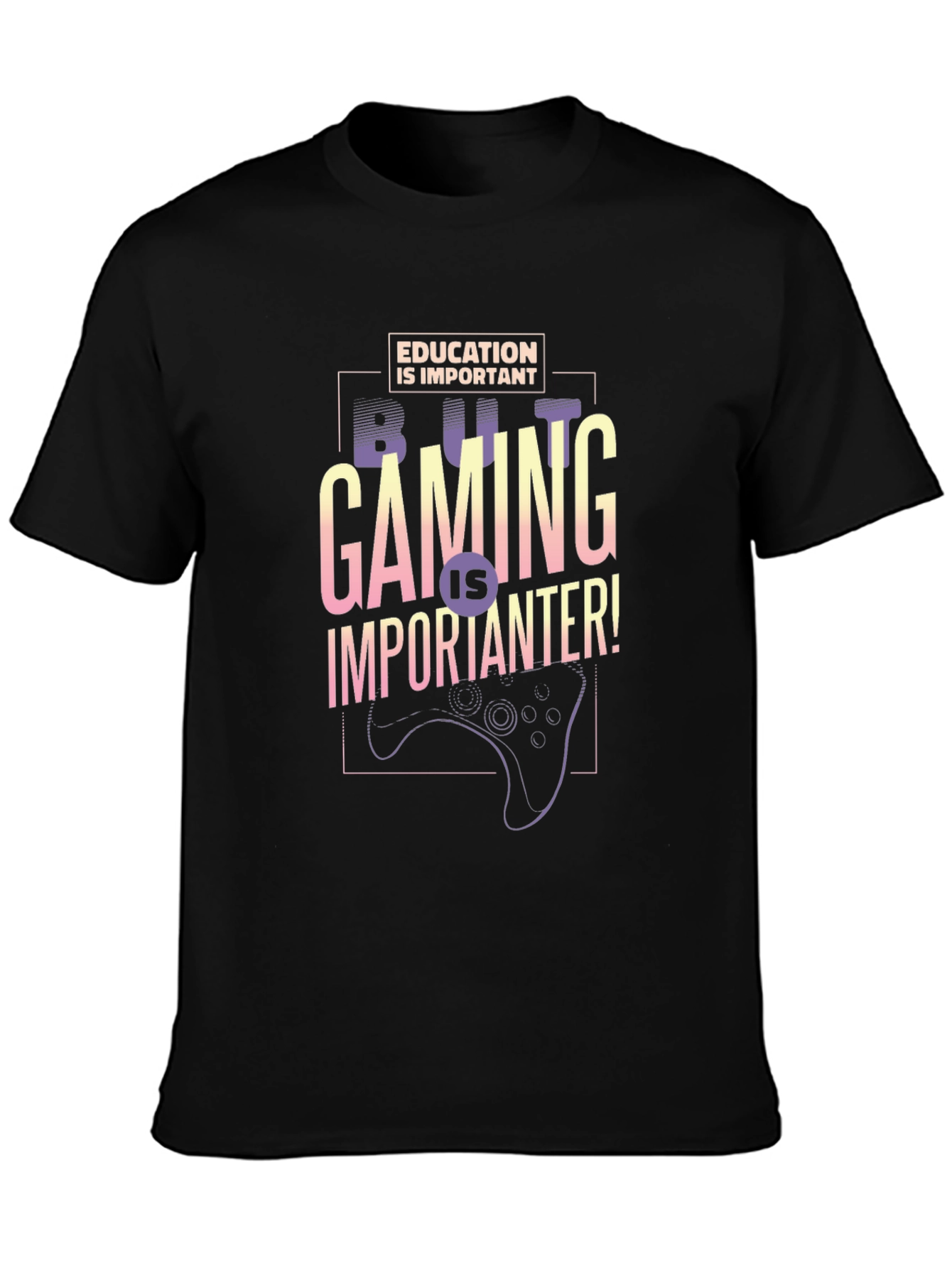 Gaming is Importanter Black Graphic Tee