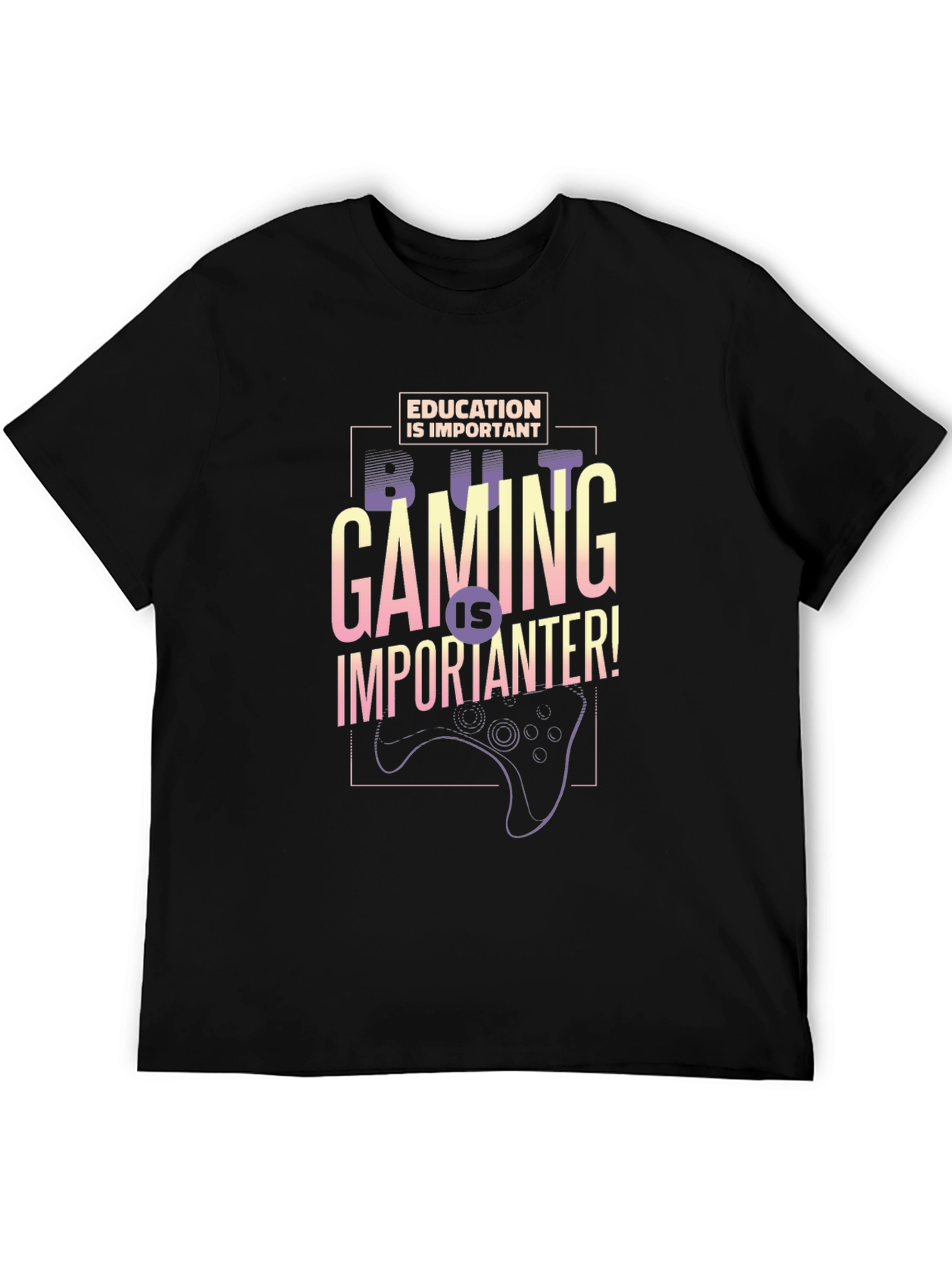 Gaming is Importanter Black Graphic Tee