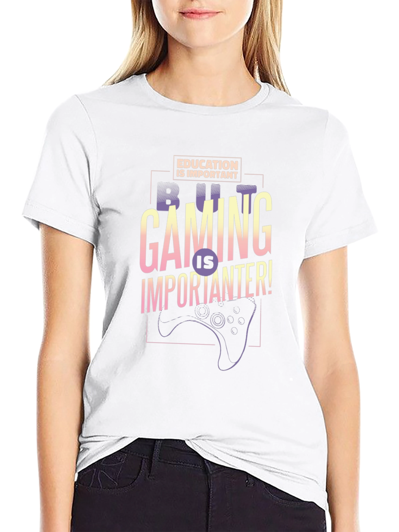 Gaming is Importanter Black Graphic Tee