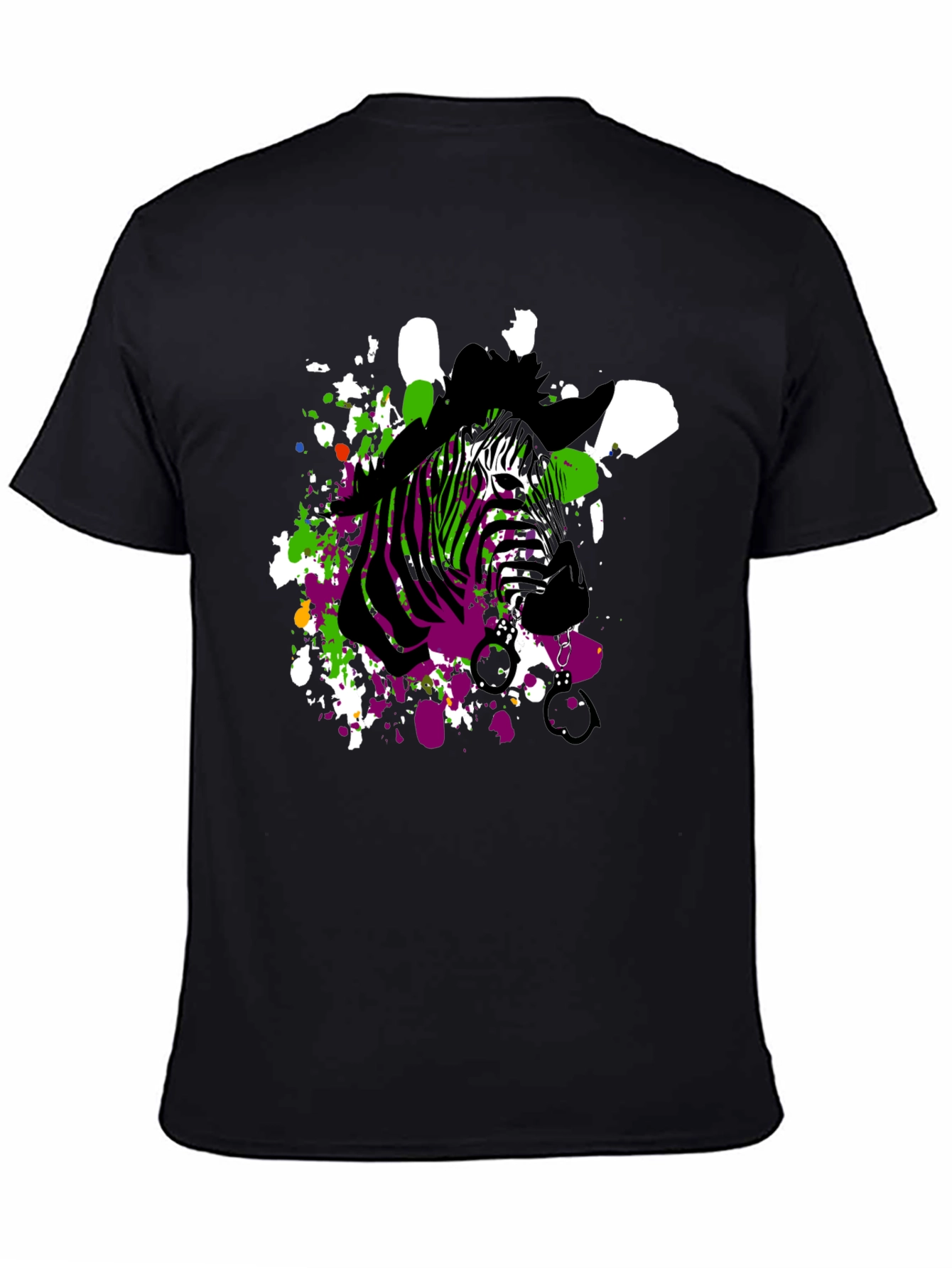 Zebra Art Mens Black T-Shirt