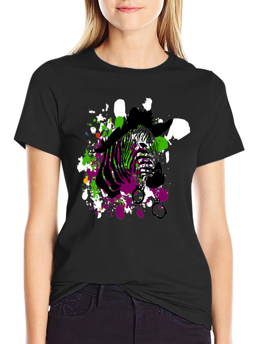 Zebra Art Mens Black T-Shirt