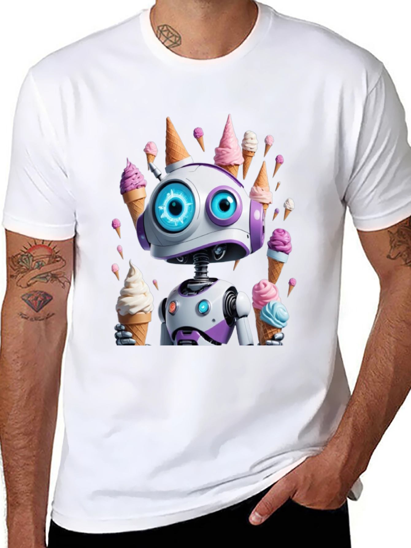 Robot Ice Cream T-Shirt - Fun & Unique Design