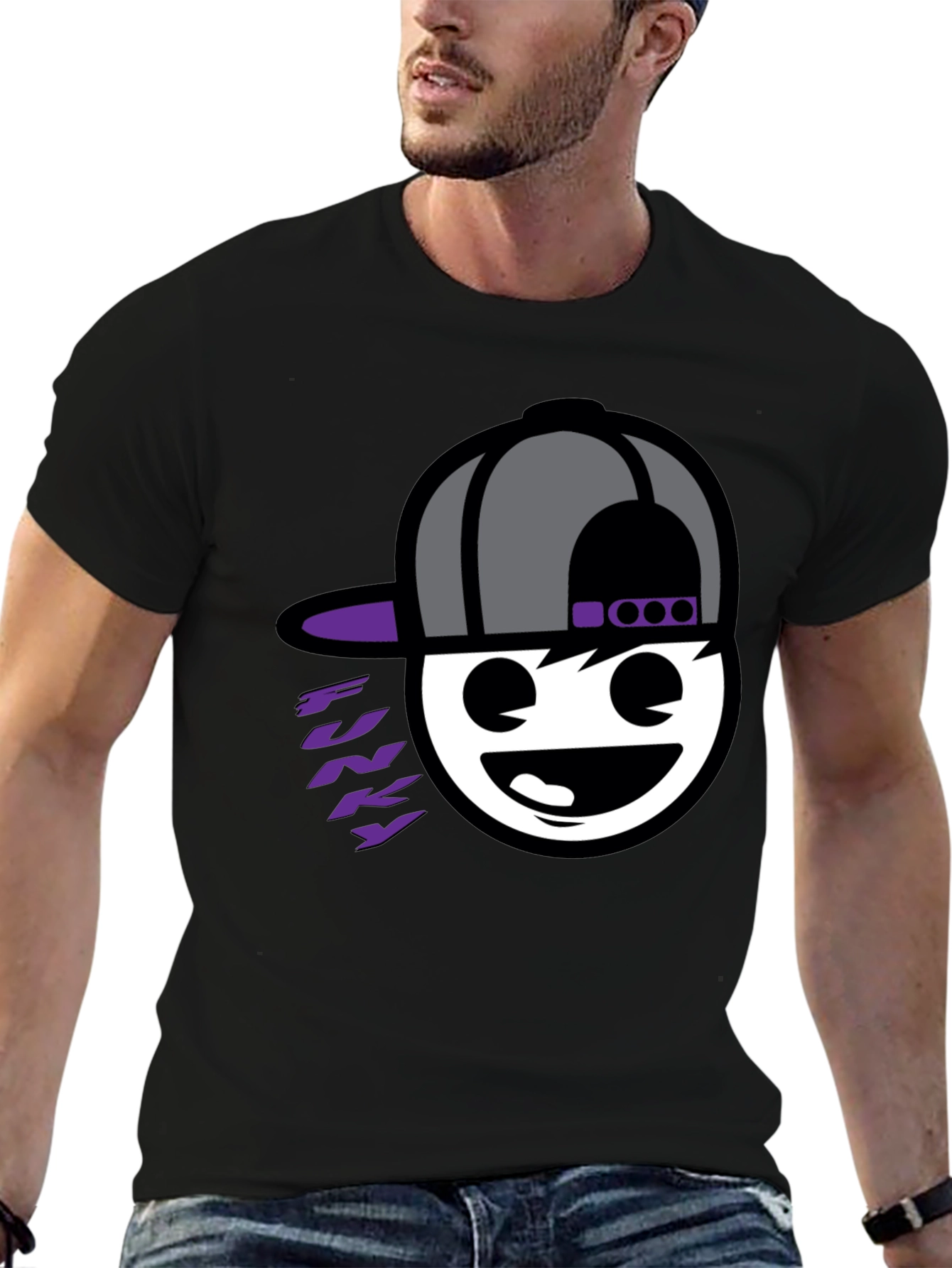 Funky Graphic Tee - Black Cotton Blend