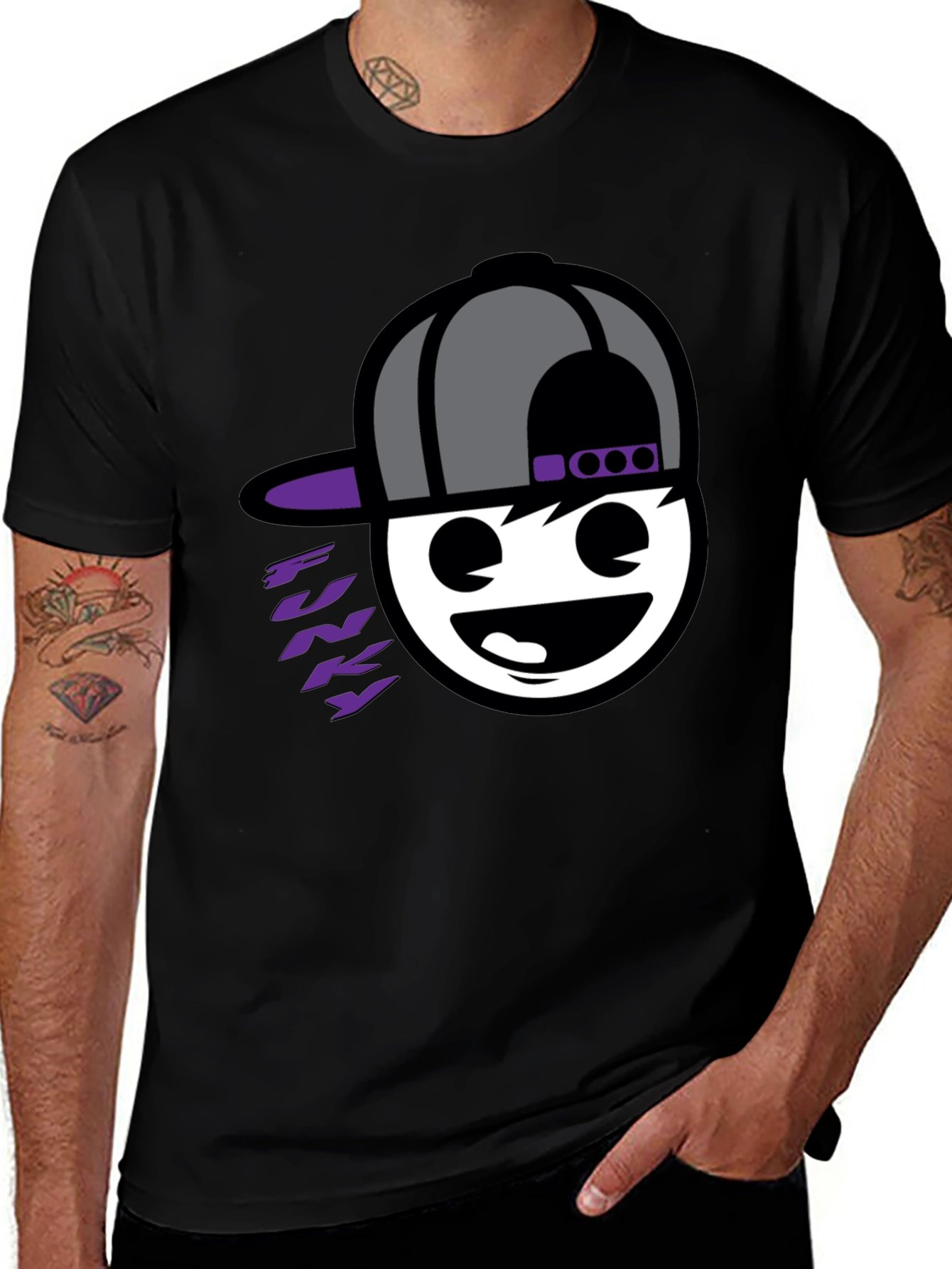 Funky Graphic Tee - Black Cotton Blend