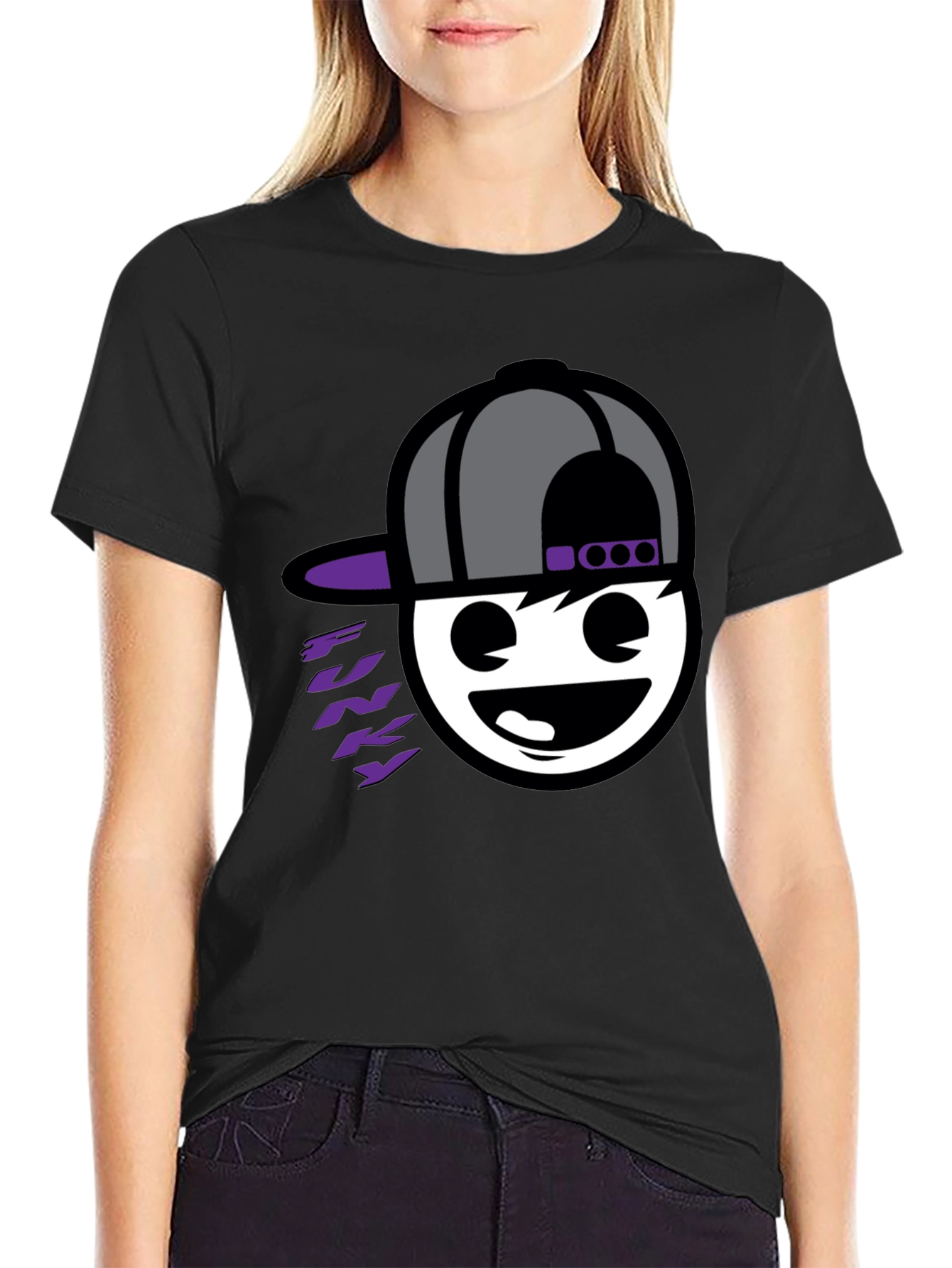 Funky Graphic Tee - Black Cotton Blend