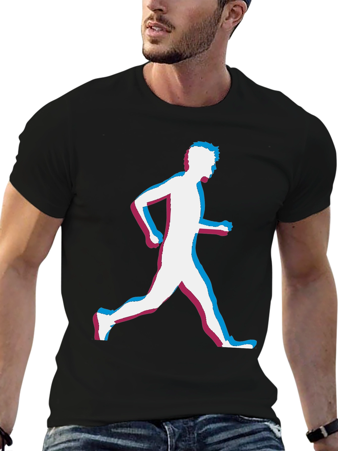 Runner Glitch Graphic Black T-Shirt