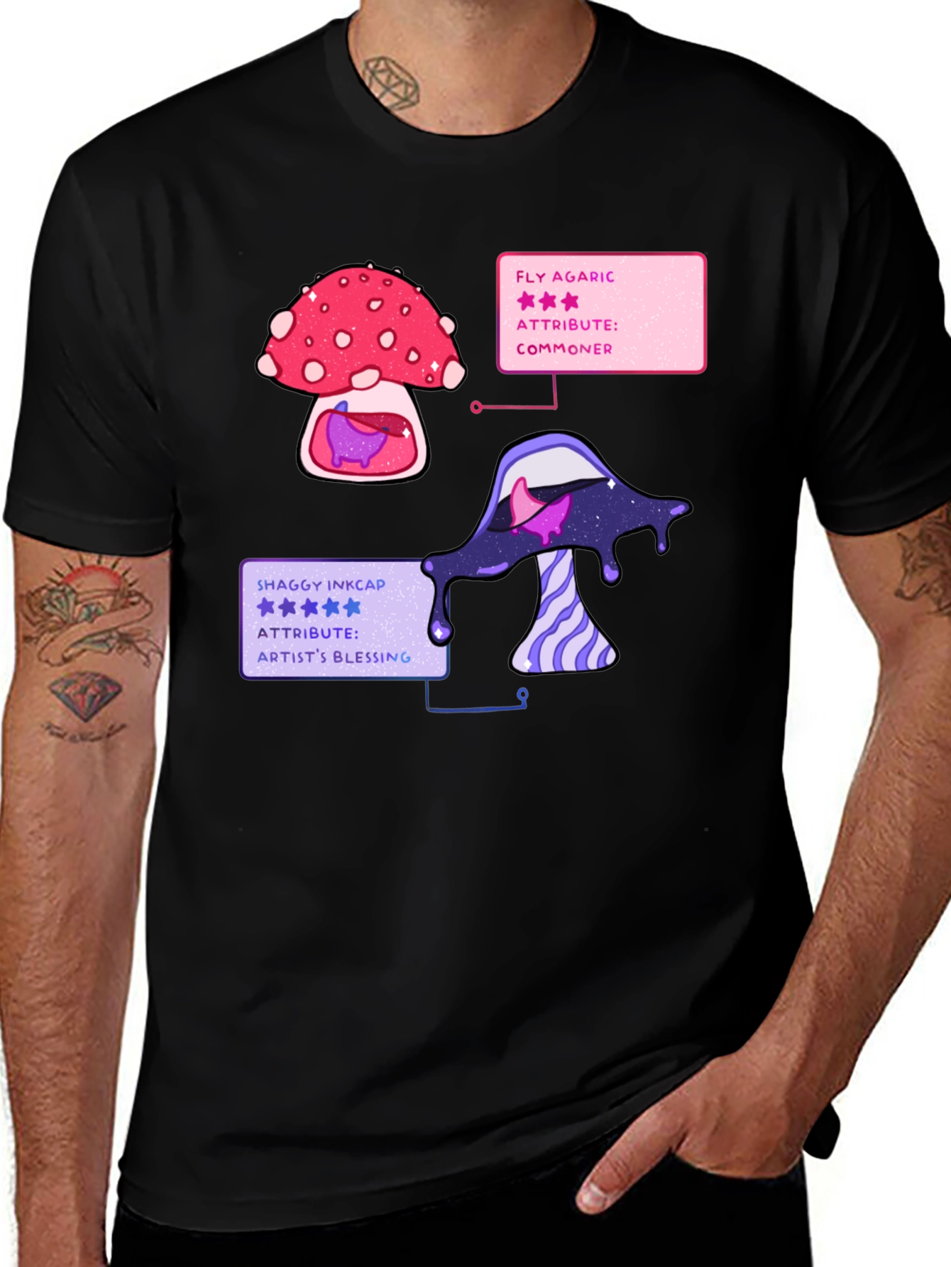 Mushroom T-Shirt - Fly Agaric & Shaggy Inkcap Design