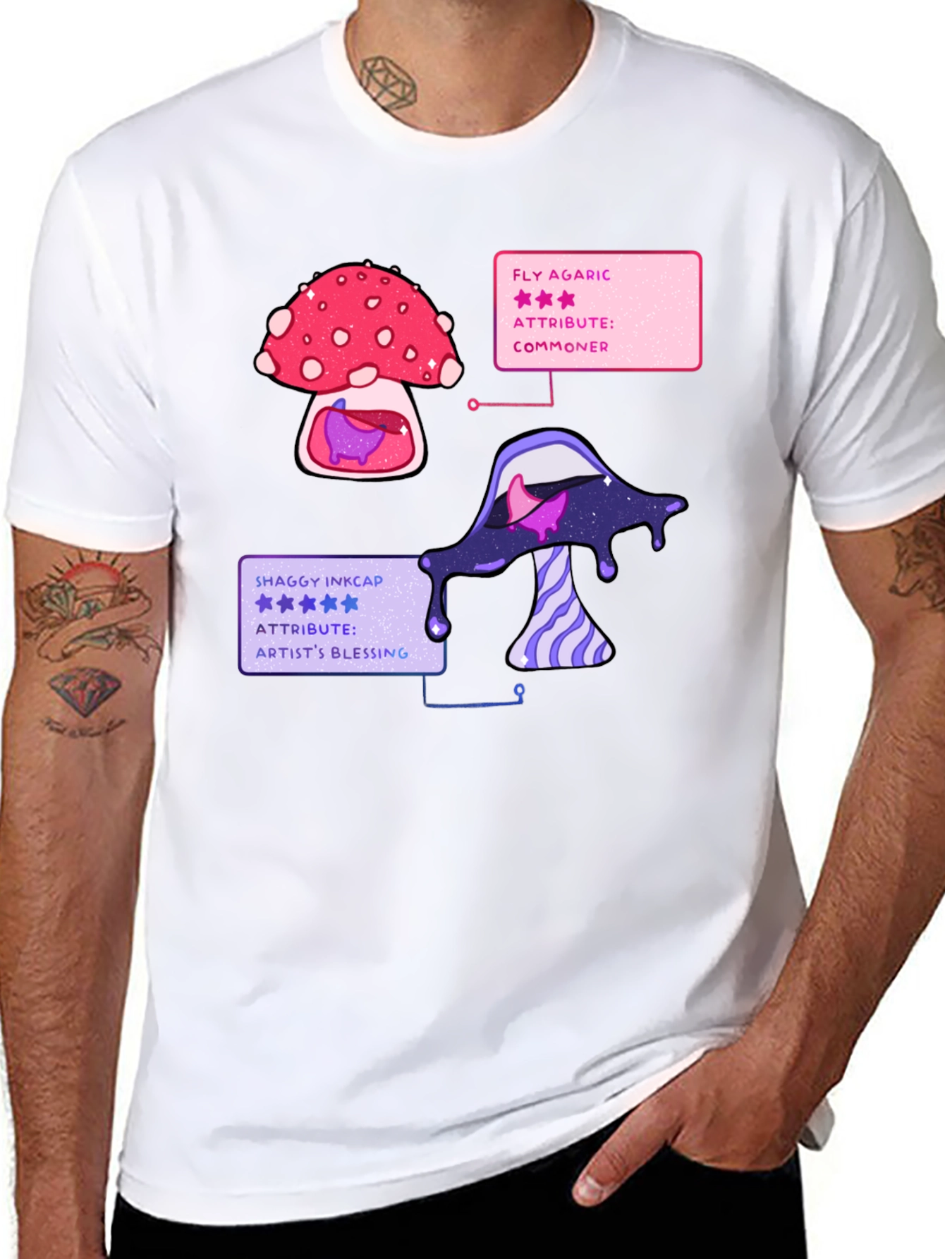 Mushroom T-Shirt - Fly Agaric & Shaggy Inkcap Design