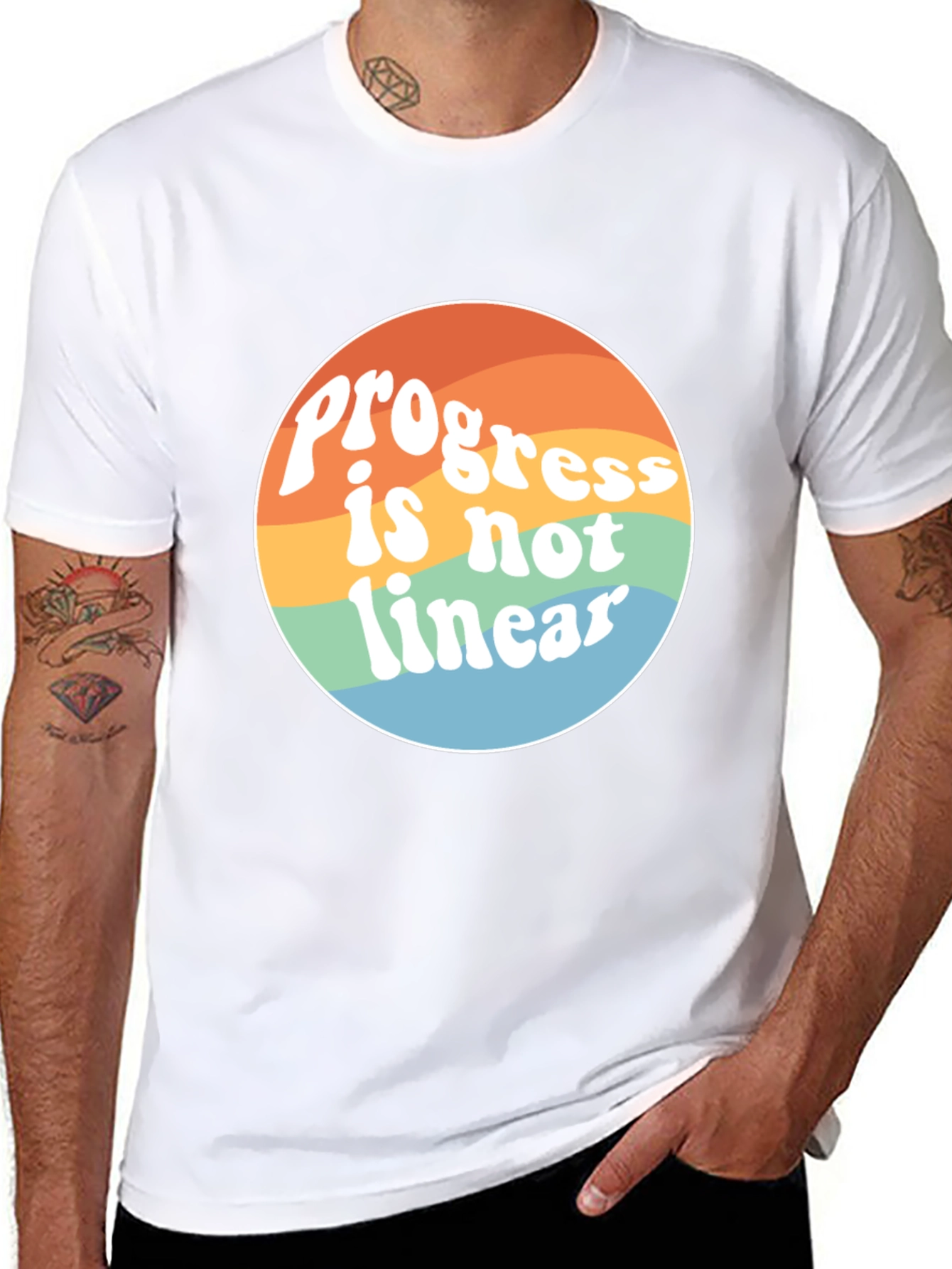 Progress is Not Linear Graphic Tee - Black Unisex