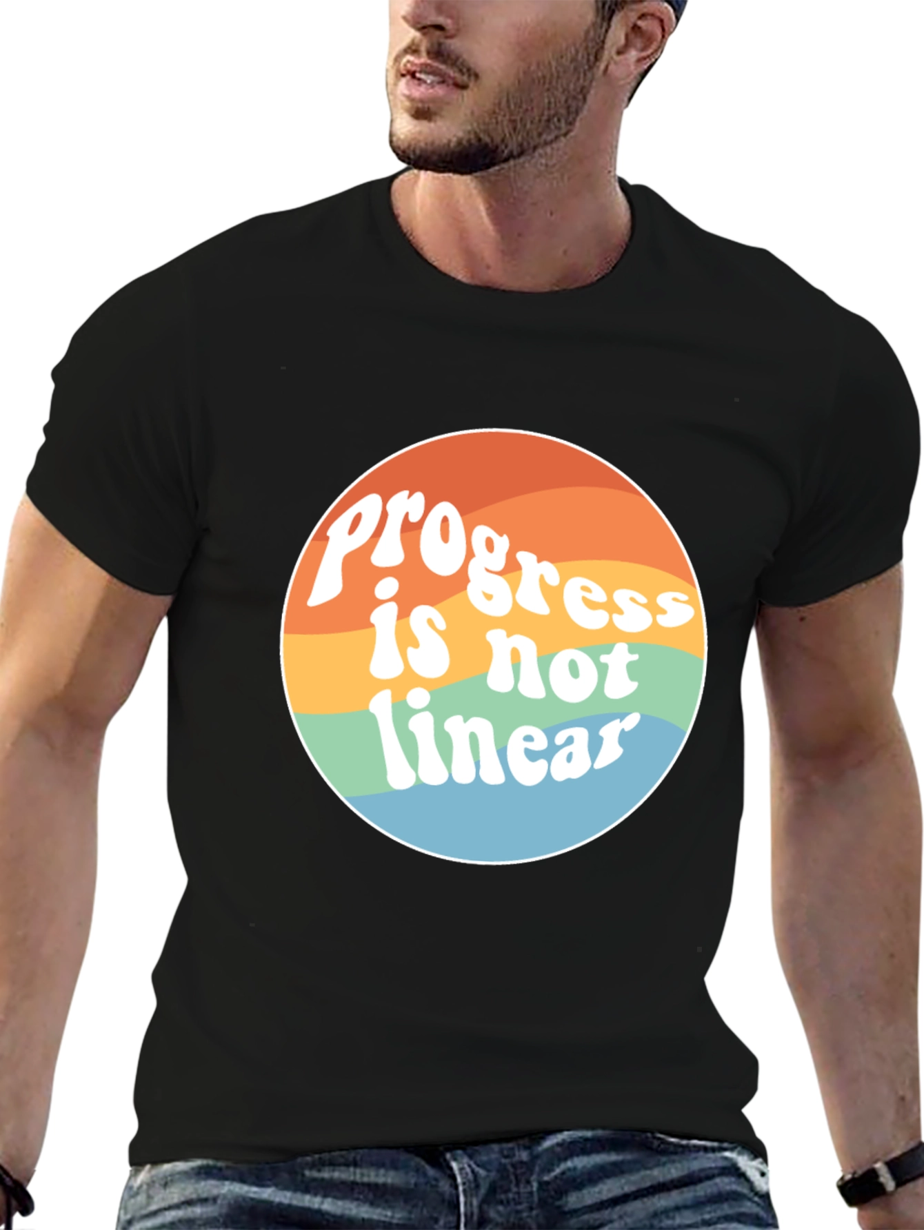 Progress is Not Linear Graphic Tee - Black Unisex