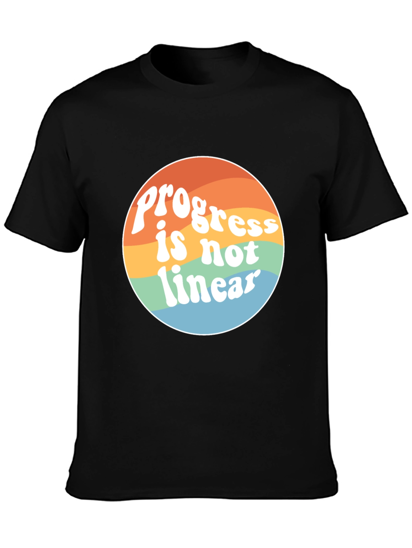 Progress is Not Linear Graphic Tee - Black Unisex