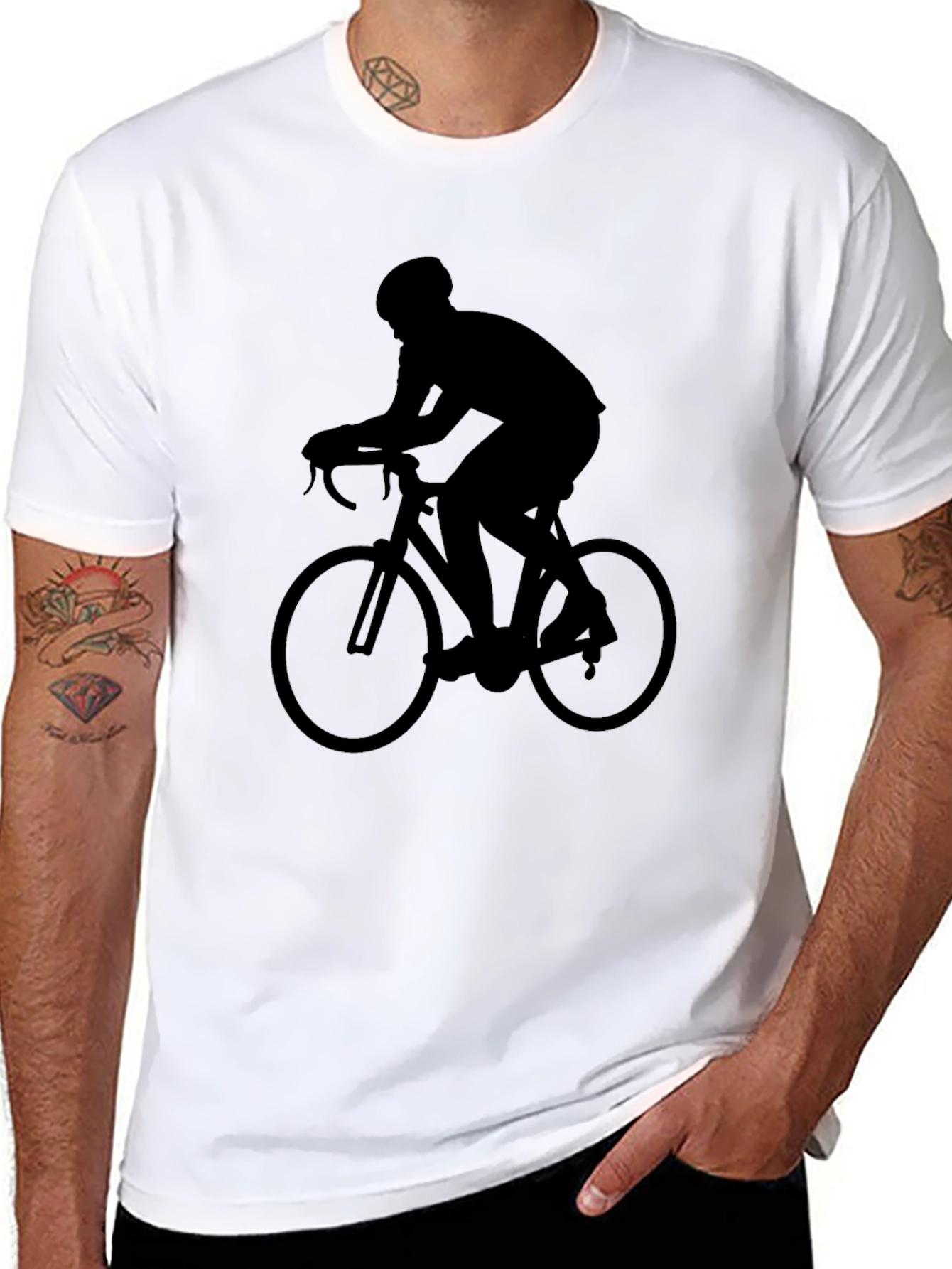 Cyclist Silhouette Graphic Tee - Black