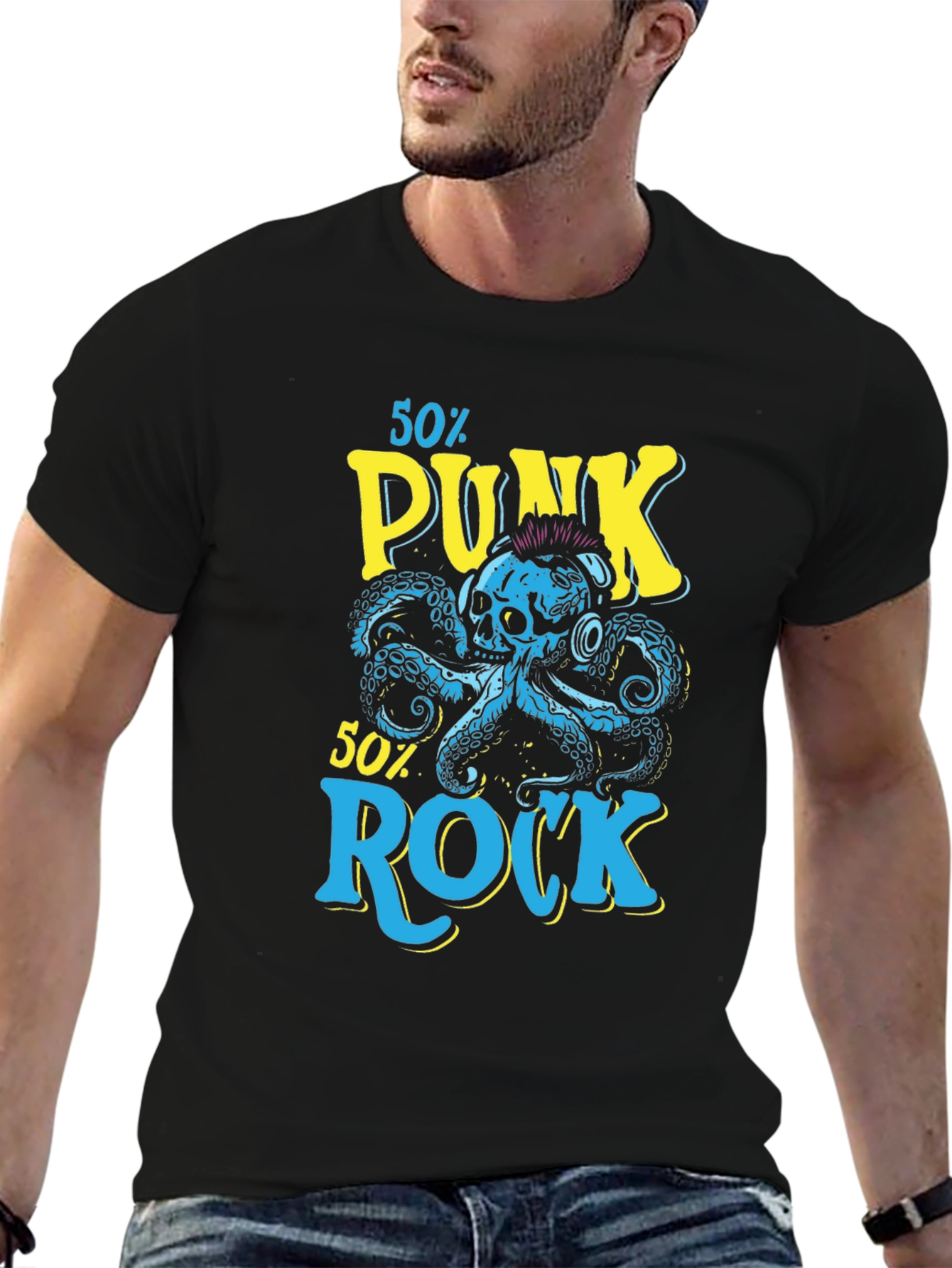 Punk Rock Octopus Graphic T-Shirt