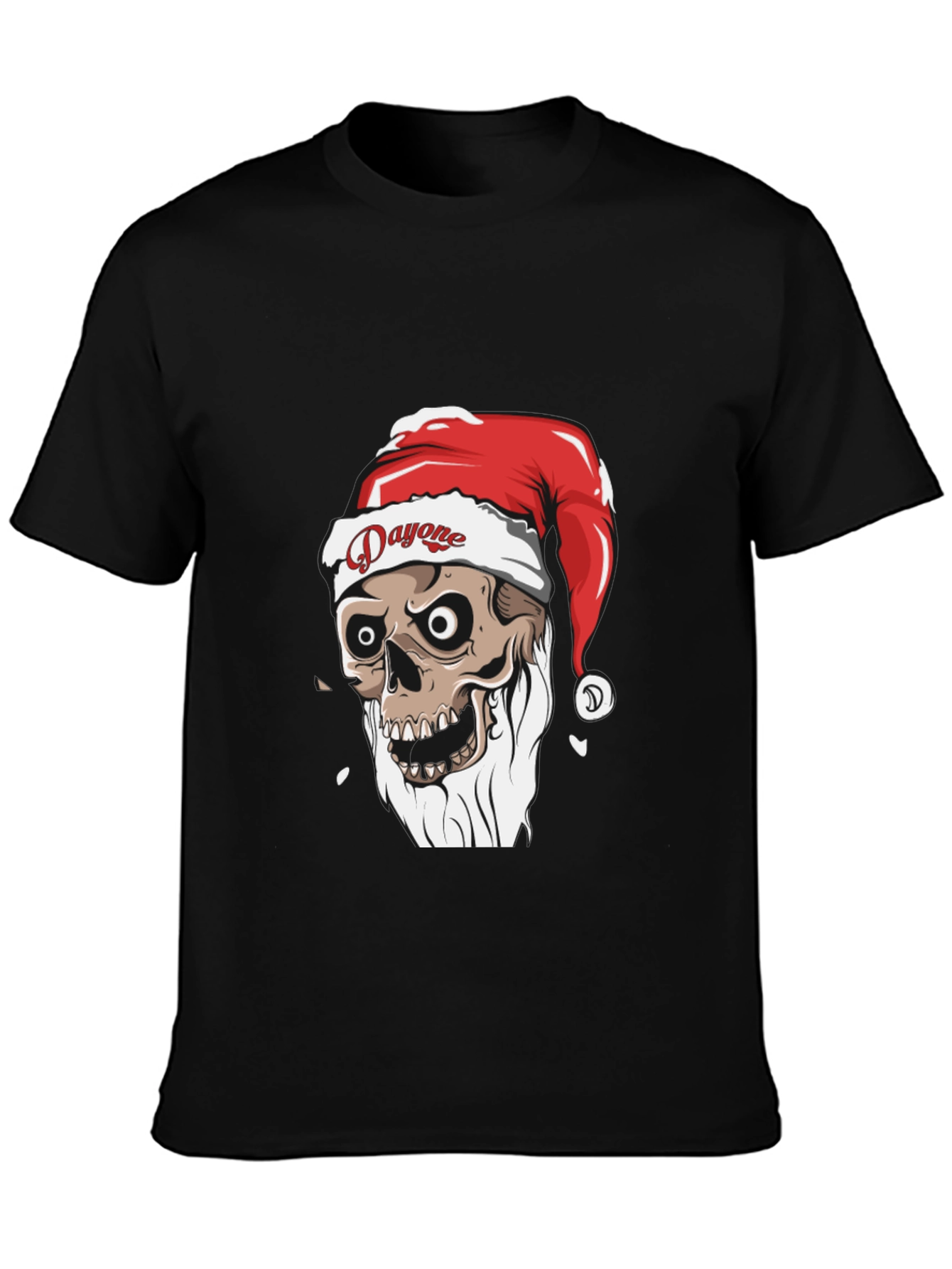 Dayone Santa Skull Graphic Tee - Holiday Spooky T-Shirt