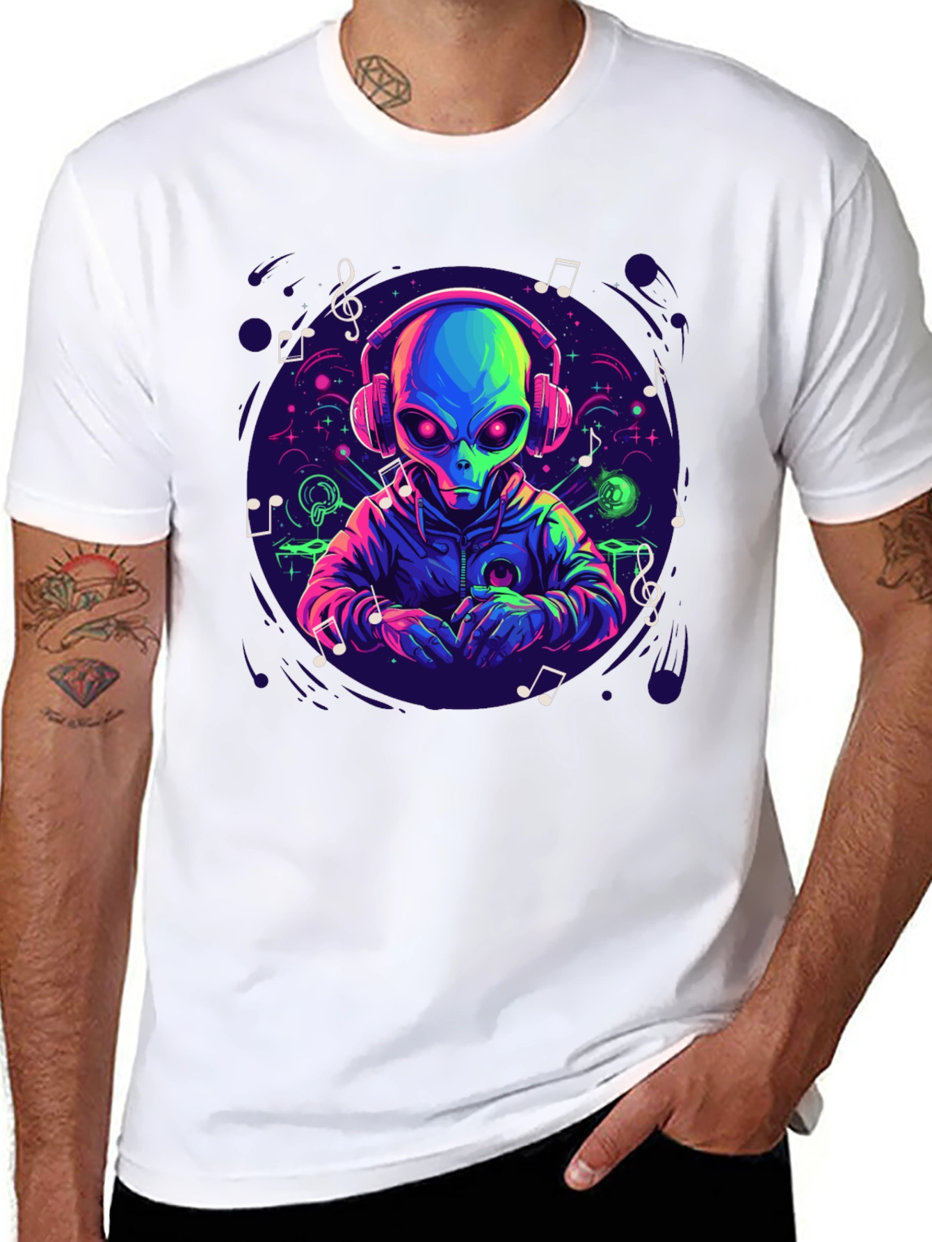 Alien DJ Graphic Tee - Music Lover Gift