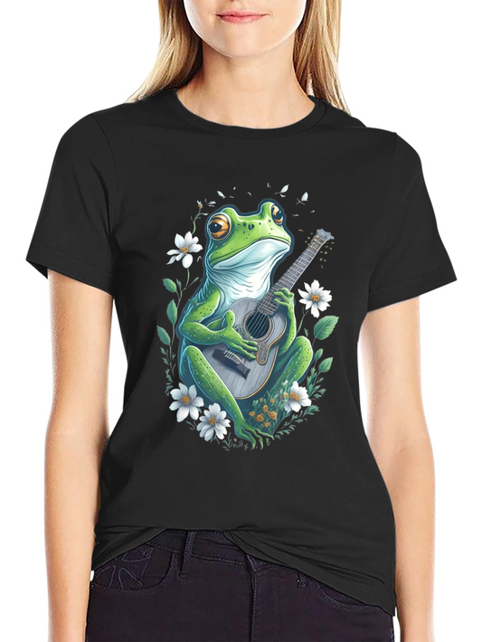 Frog Guitarist Graphic Tee - Unique Black T-Shirt