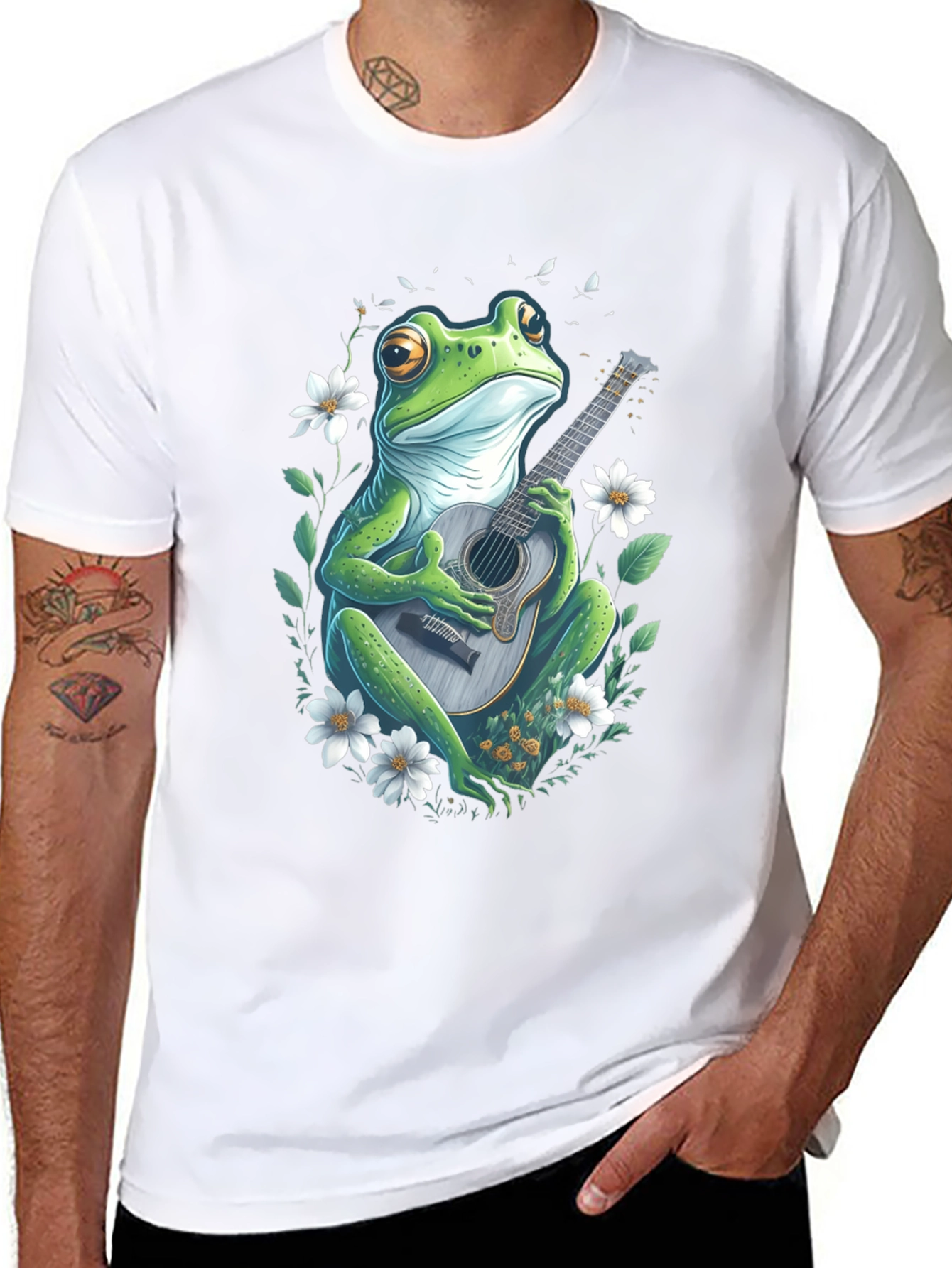 Frog Guitarist Graphic Tee - Unique Black T-Shirt