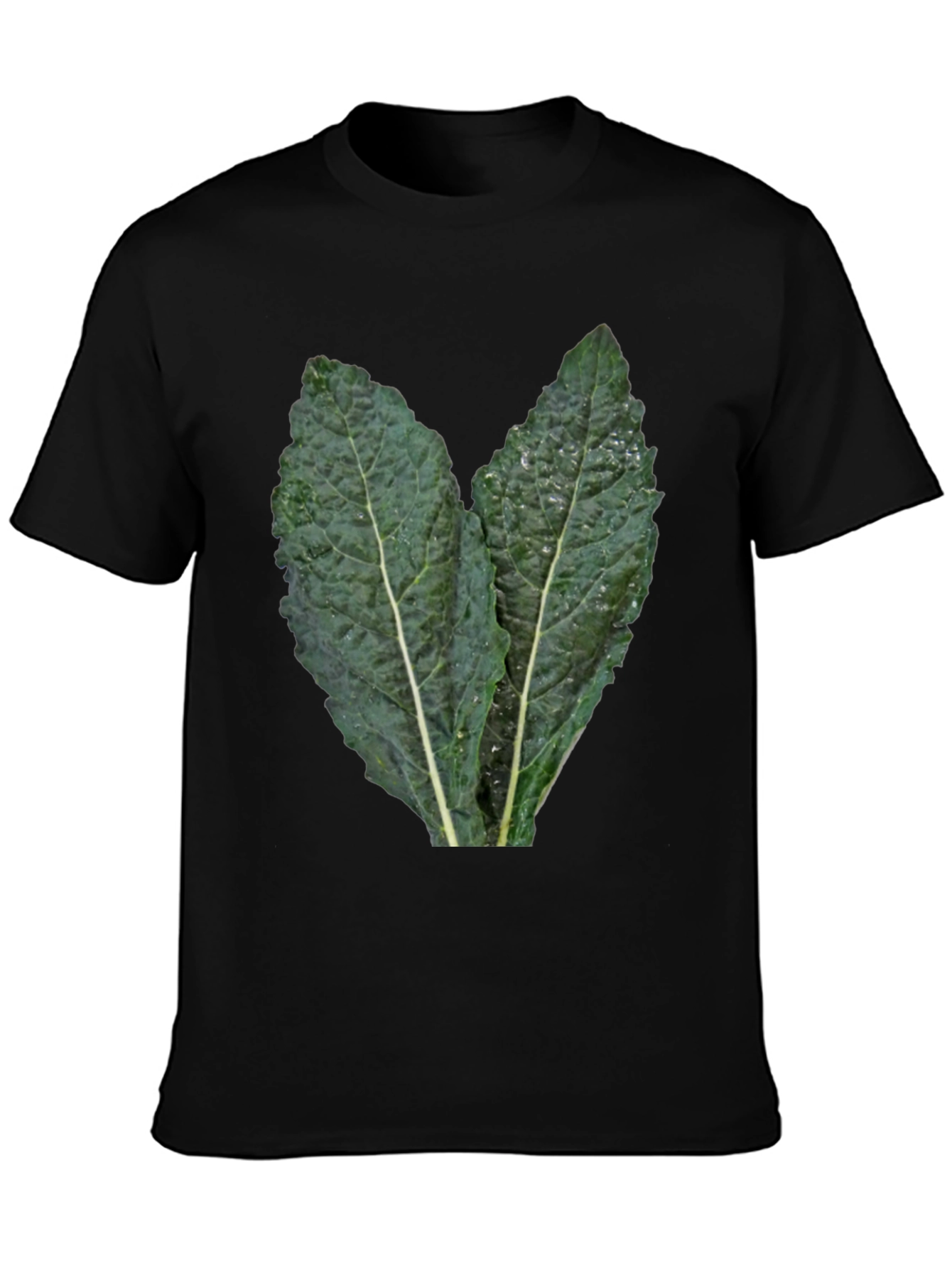 Kale Leaf Graphic Tee - Black Cotton T-Shirt
