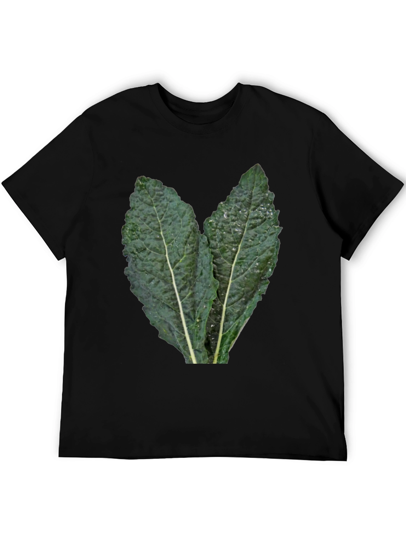 Kale Leaf Graphic Tee - Black Cotton T-Shirt