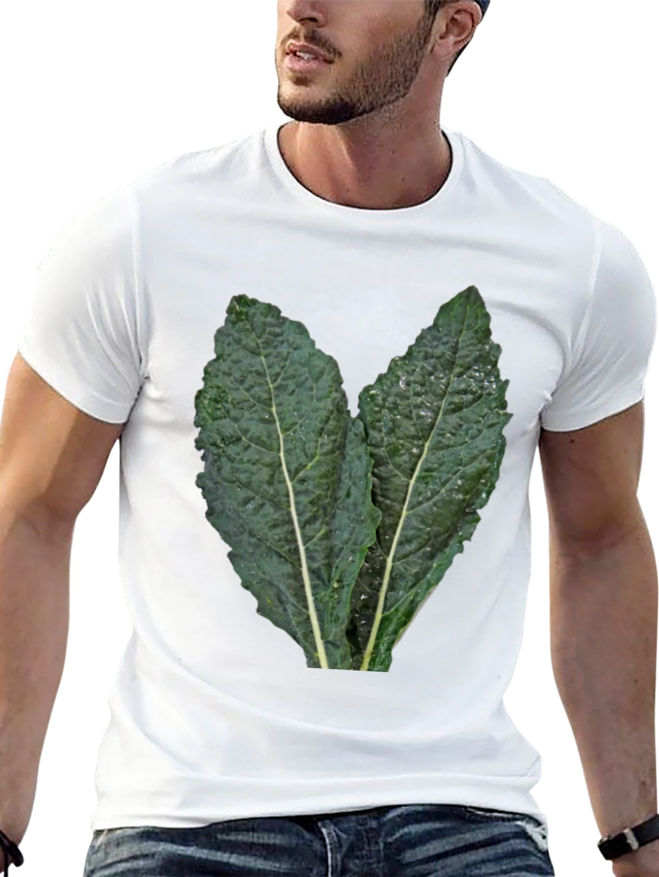 Kale Leaf Graphic Tee - Black Cotton T-Shirt