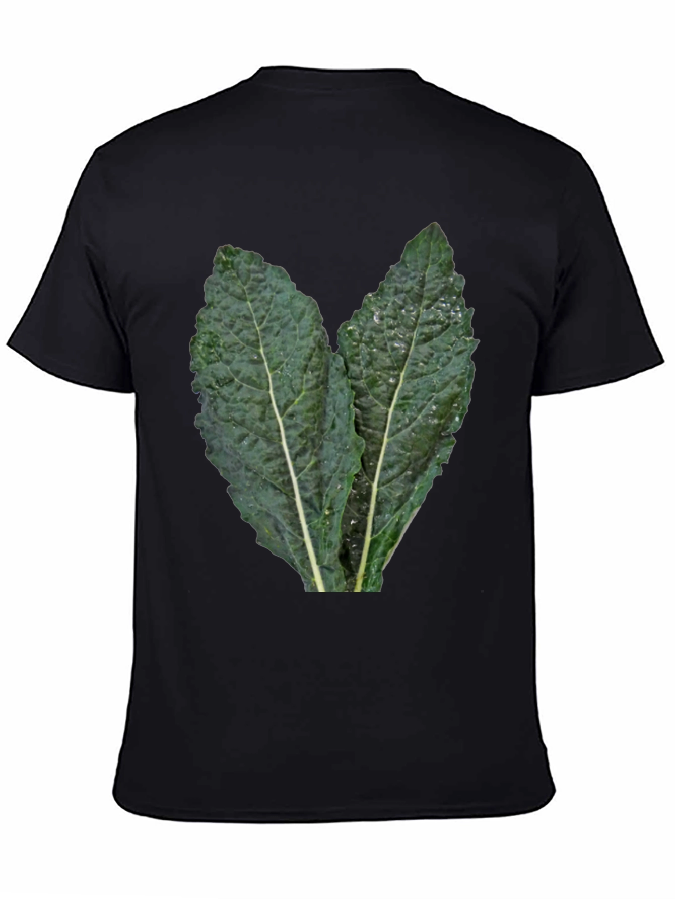 Kale Leaf Graphic Tee - Black Cotton T-Shirt