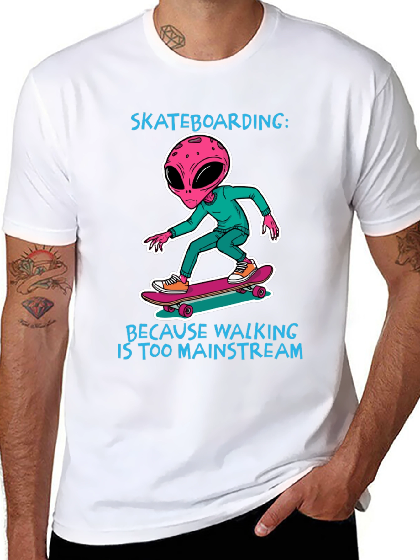 Skateboarding Alien T-Shirt: Mainstream Alternative