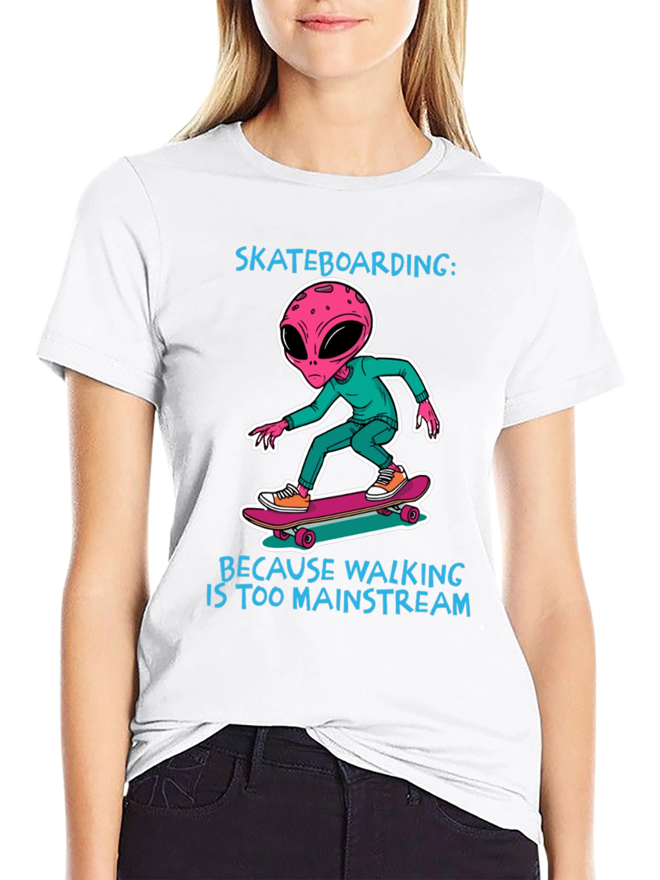 Skateboarding Alien T-Shirt: Mainstream Alternative
