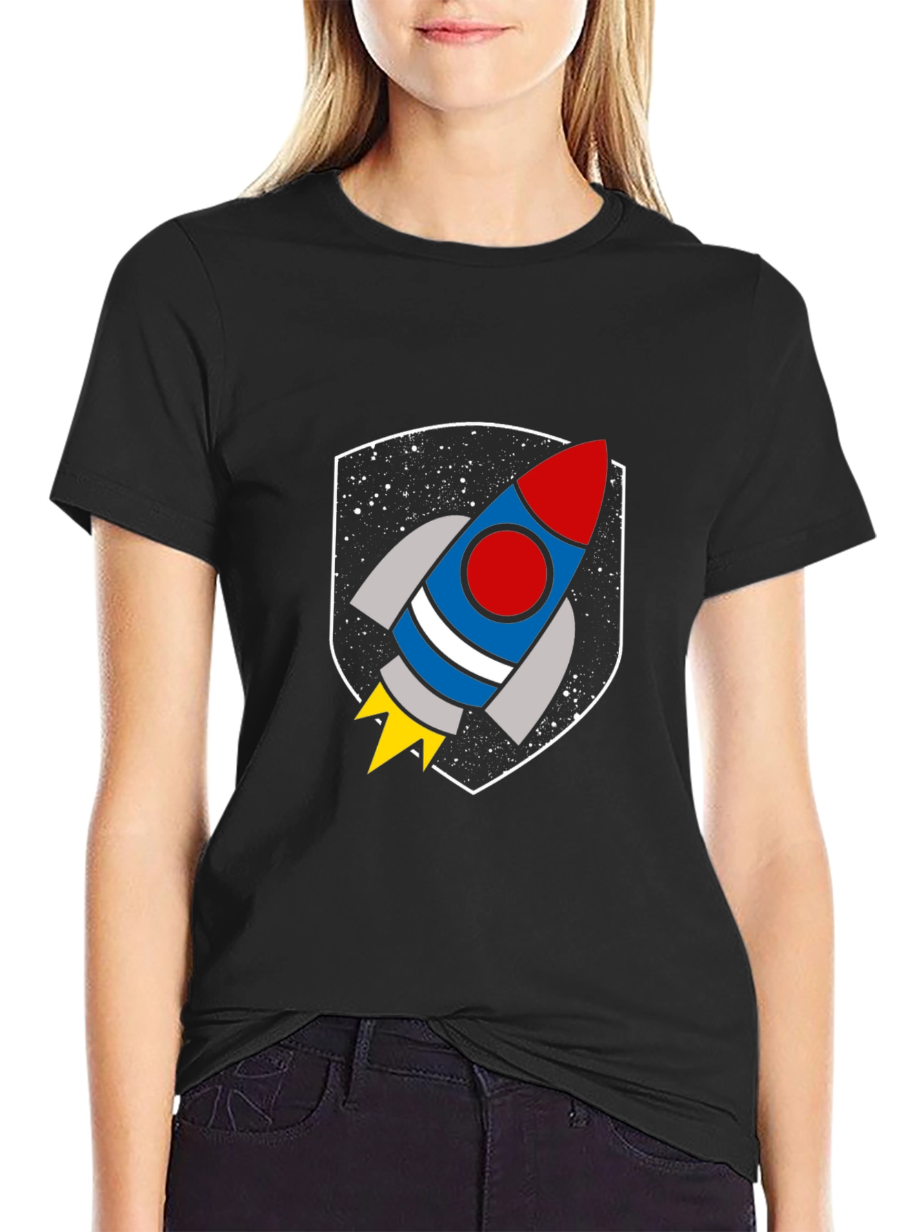 Rocket Graphic Black T-Shirt - Blast Off!
